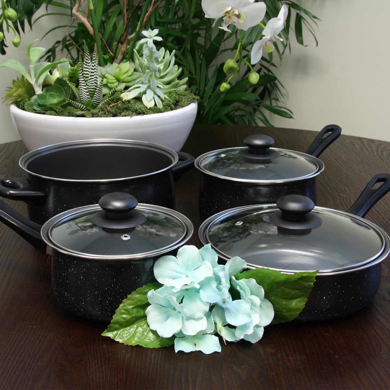 Gibson Home Casselman 7 Piece Cookware Set in Black with Bakelite Handle
