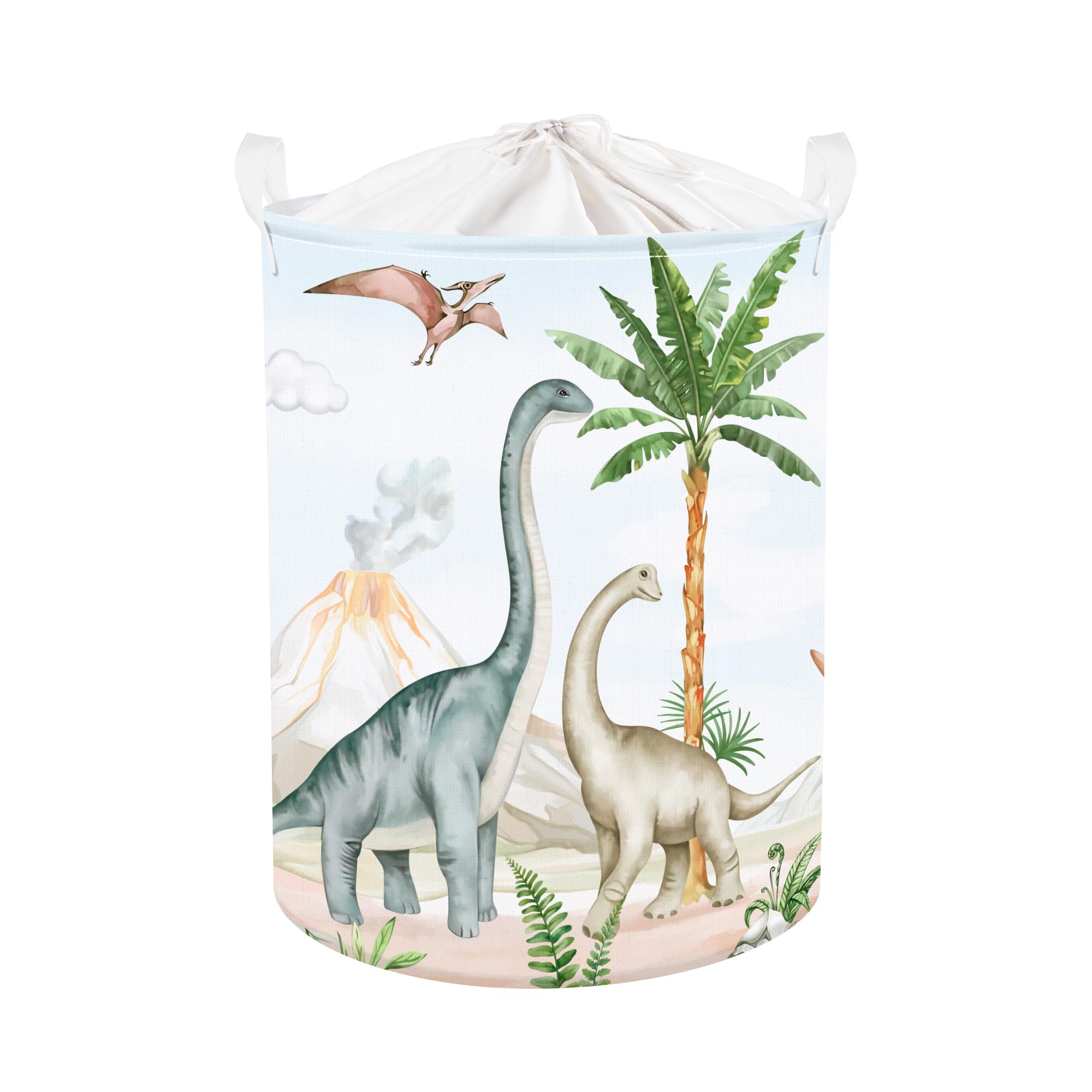 Clastyle Large Dinosaur Kid Storage Basket Baby Laundry Hamper Palm Tree Boy Gift Toy Box Collapsible Clothes Organizer Nursery