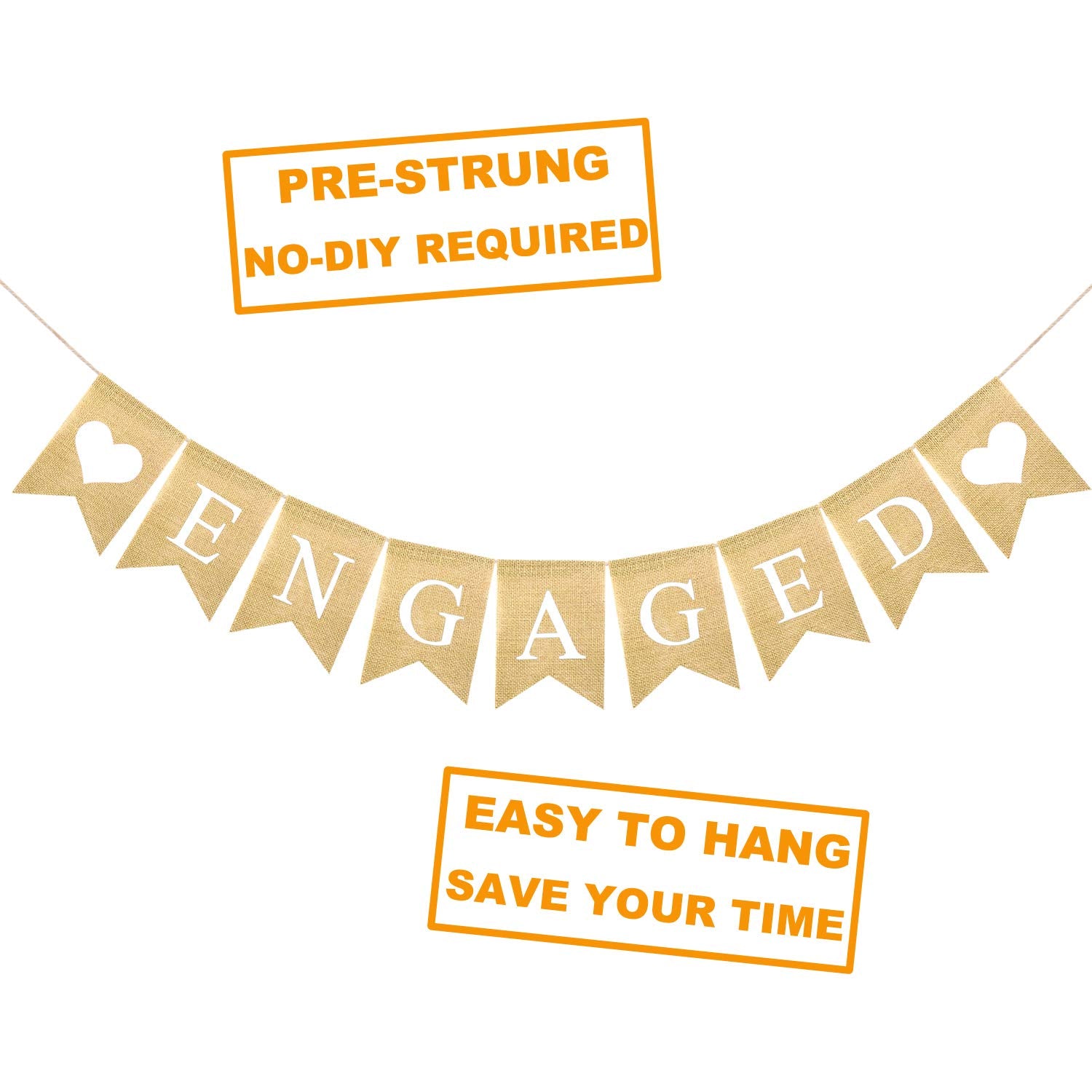 Fakteen Engaged Banner Burlap Bunting Garland With Love Hearts For Bridal Shower Bunting Rustic Wedding Engagement Party Decorat