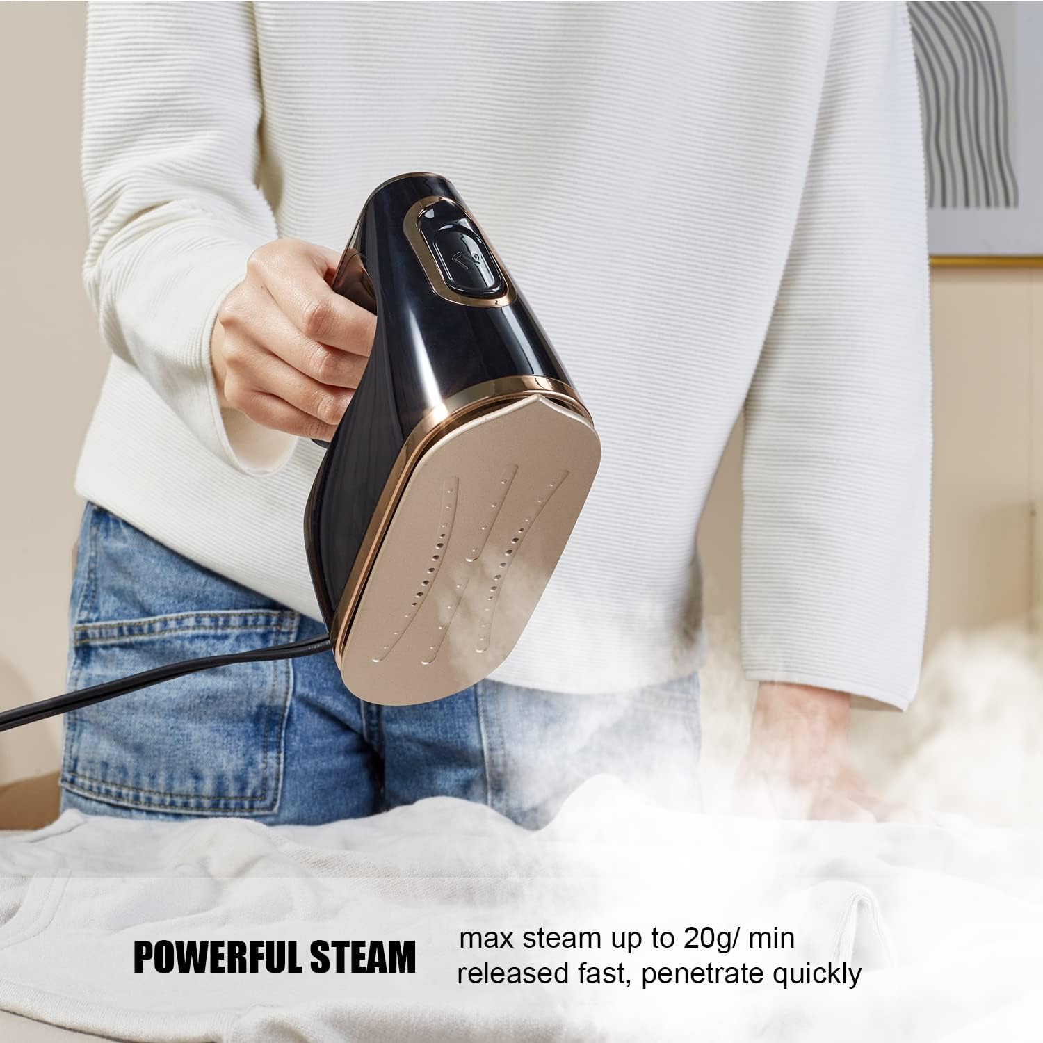 Yika 2-In-1 Steam Iron & Clothes Steamer - Handheld Portable Garment Wrinkle Remover, Fast Heat-Up, Large Soleplate, 300Ml Water