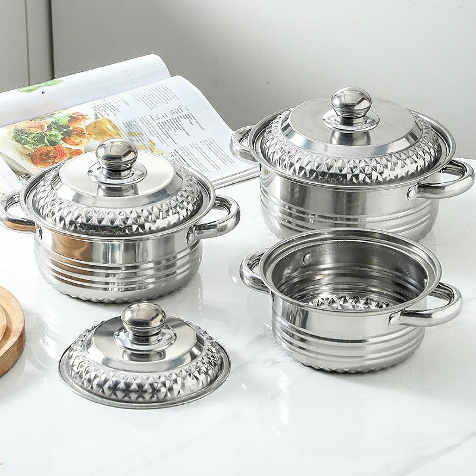 Merishopp 4 Pieces Cookware Stainless Steel Accessory Gifts Saucepan For Sauce Noodles Style A | Home Dcor | Kitchen Tools