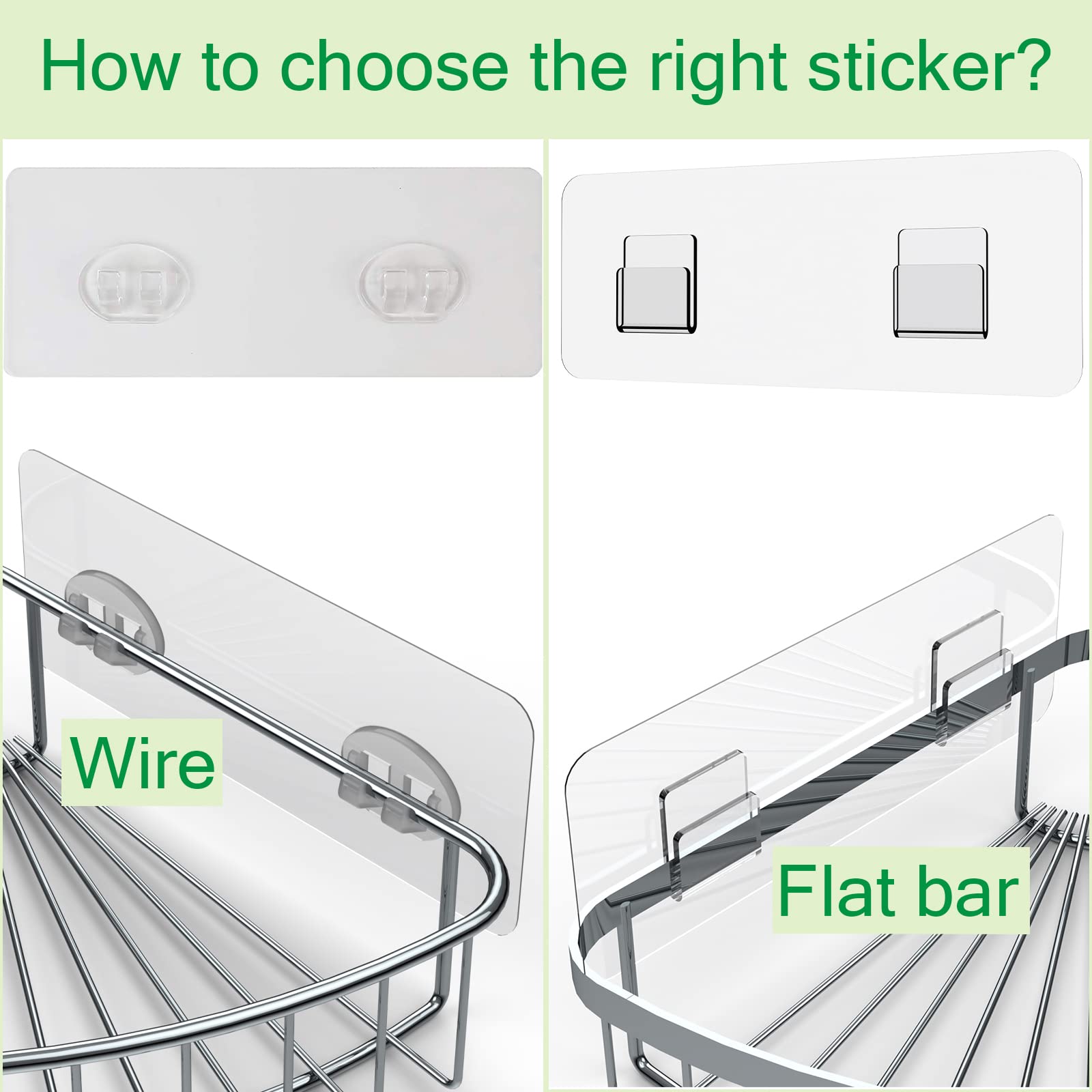 Starich Shower Caddy Adhesive Replacement, Shower Shelf Adhesive, Shower Adhesive Strips, Adhesive Stickers Transparent 2 Hooks