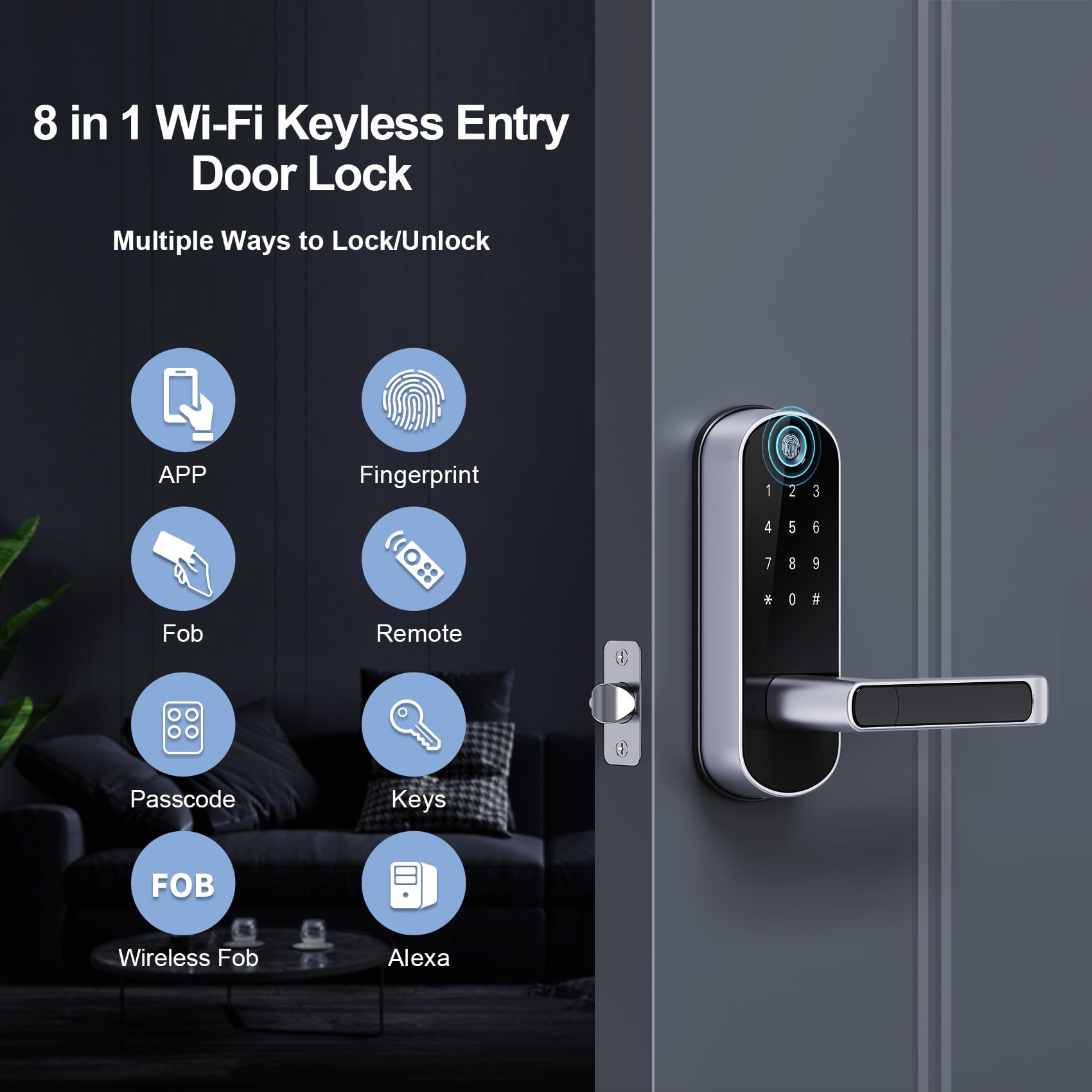 Dermum Smart Lock, Keyless Entry Door Lock, Smart Door Lock, Smart Lock For Front Door, Door Lock With Keypad, Fingerprint Door