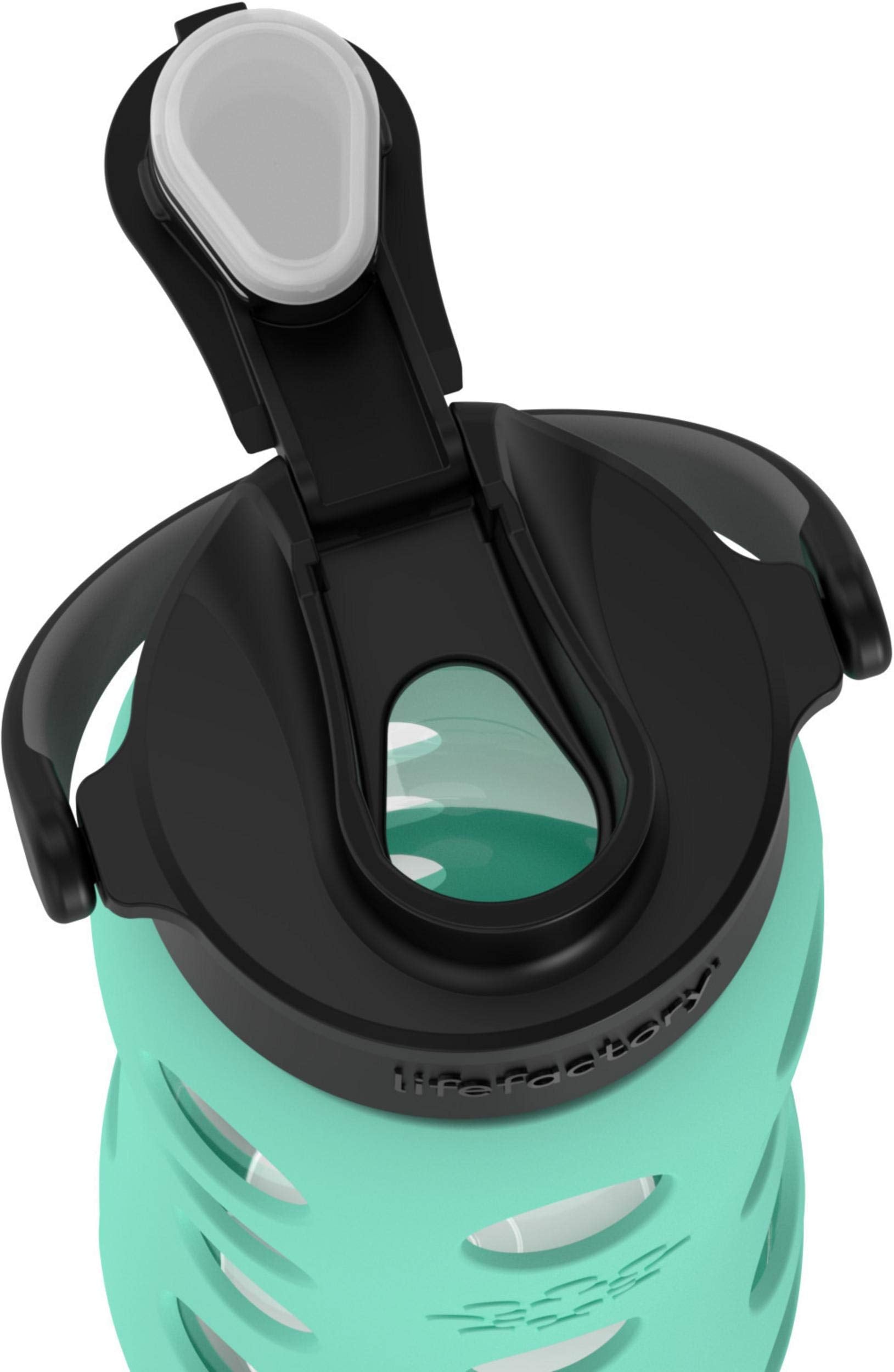Lifefactory 22-Ounce Glass Water Bottle With Active Flip Cap And Protective Silicone Sleeve, Sea Green
