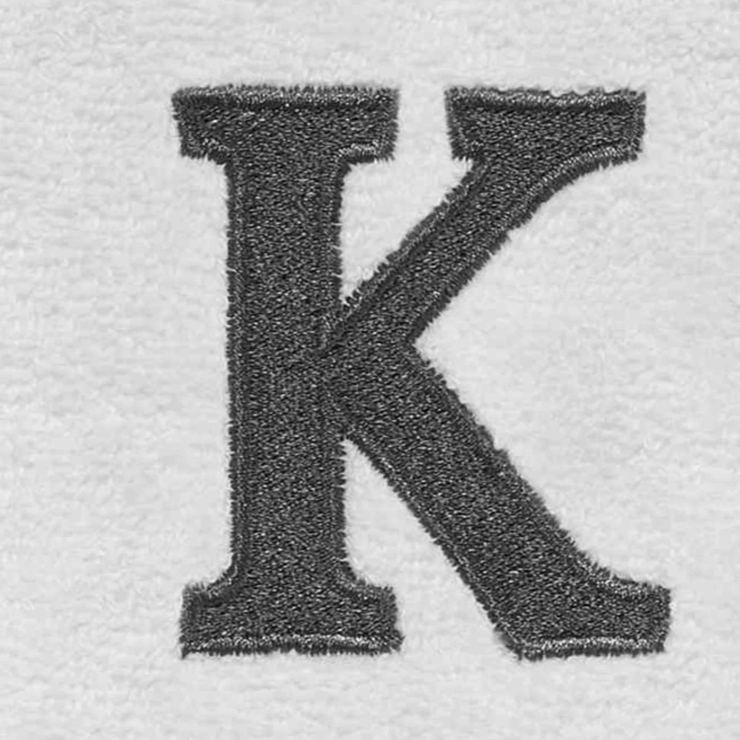 Avanti Linens - Monogram Embroidered Fingertip Towel, 100% Cotton, K, White/Gray, 18.00'' X 11.00''