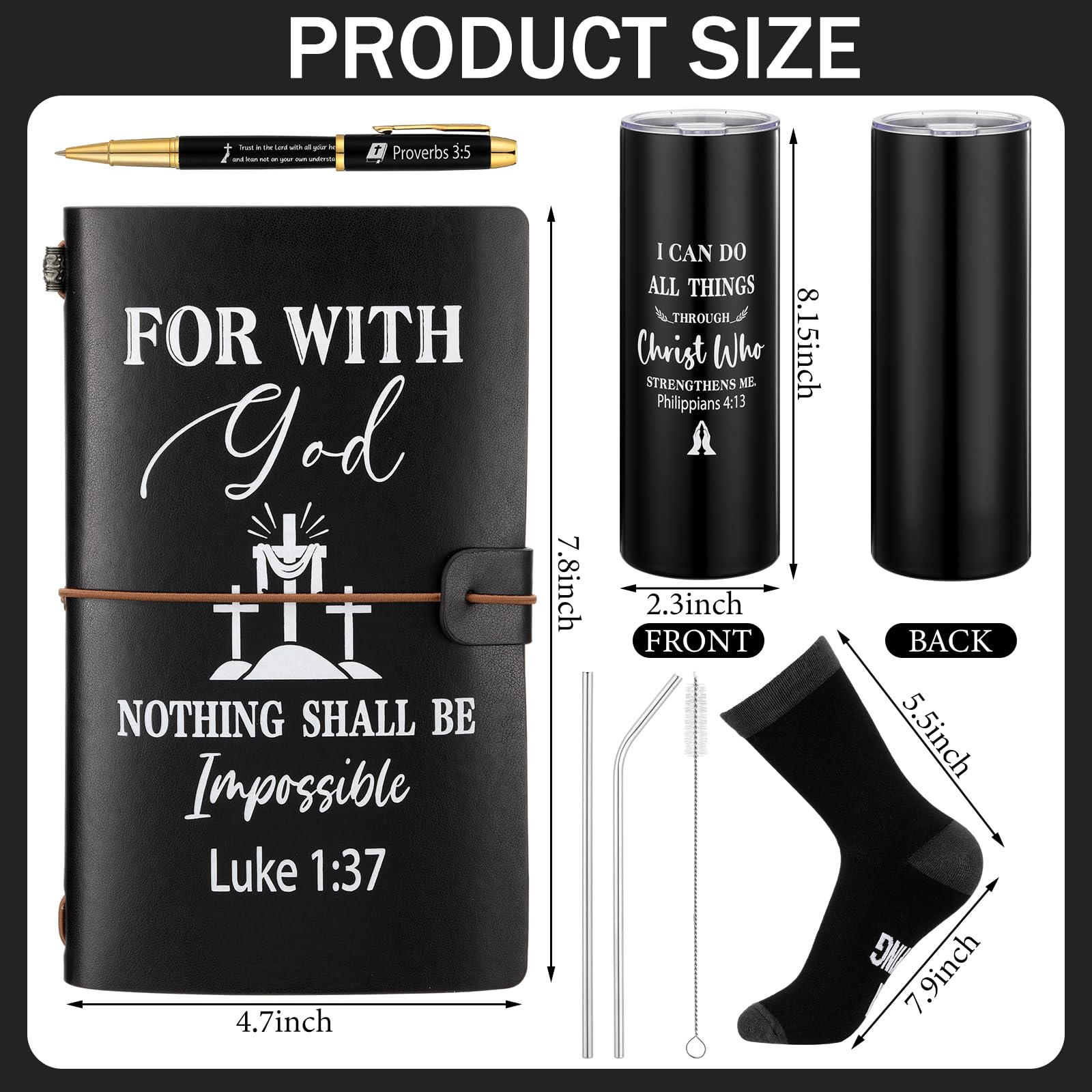 Skylety 4 Pcs Christmas Christian Gifts for Men Set Christian Refillable Journal Ordained Minister 20 oz Stainless Steel Cup Pri