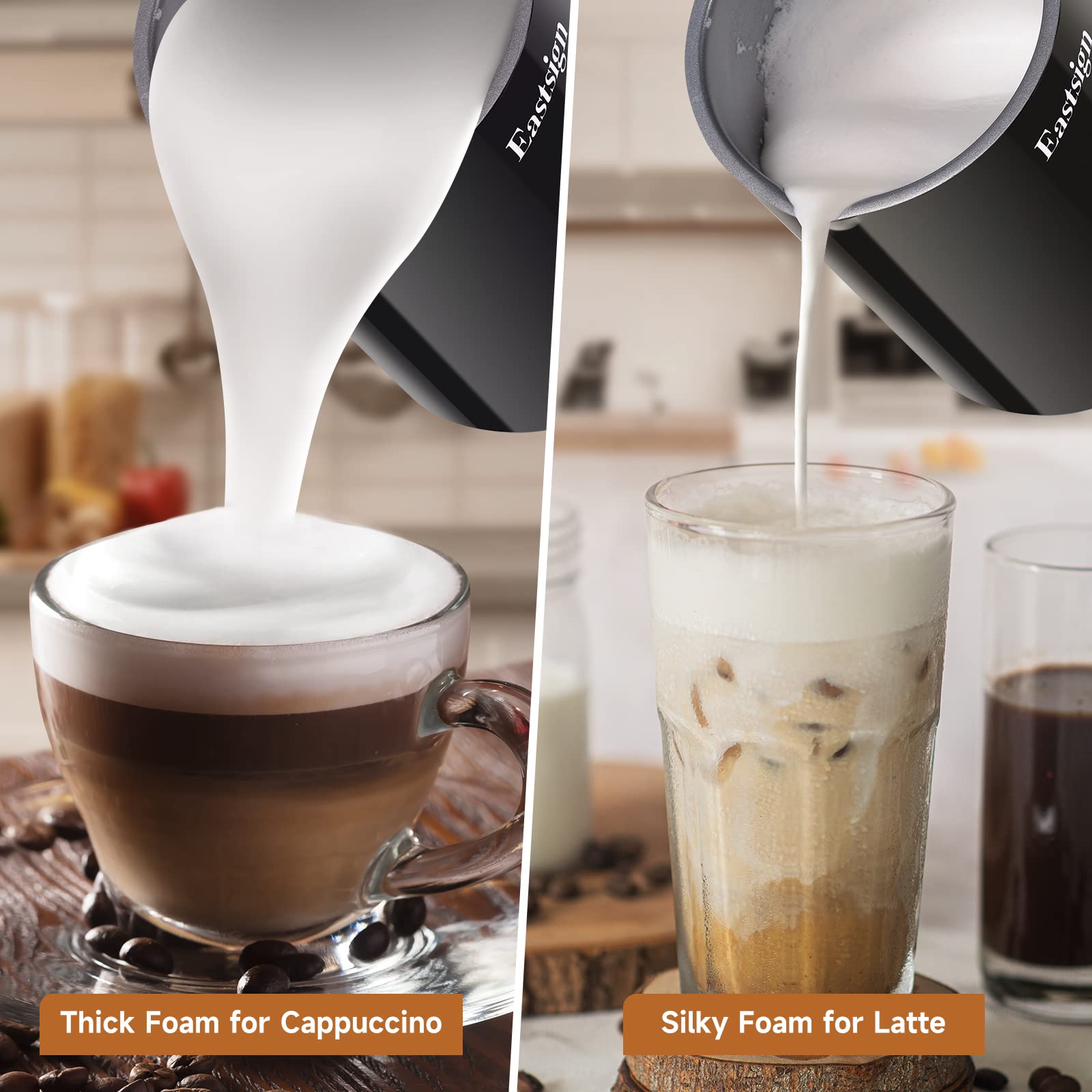 Eastsign Milk Frother, Frother For Coffee, 4 In 1 Electric Milk Frother And Steamer, Warm And Cold Foam Maker, Hot Chocolate Mak