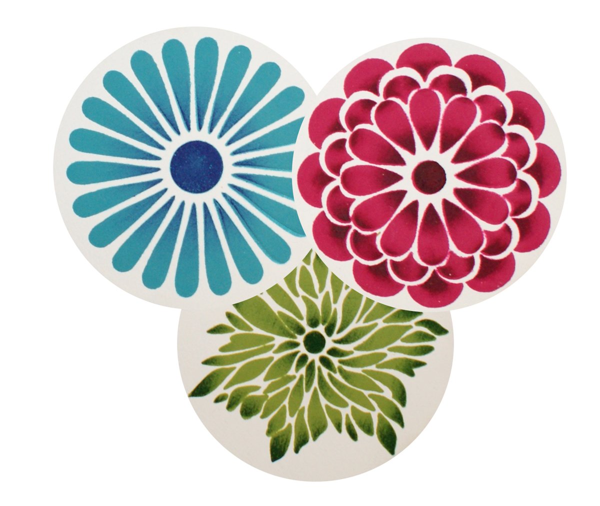 Designer Stencils Modern Flower Cookie Stencil Set, Beige/Semi-Transparent