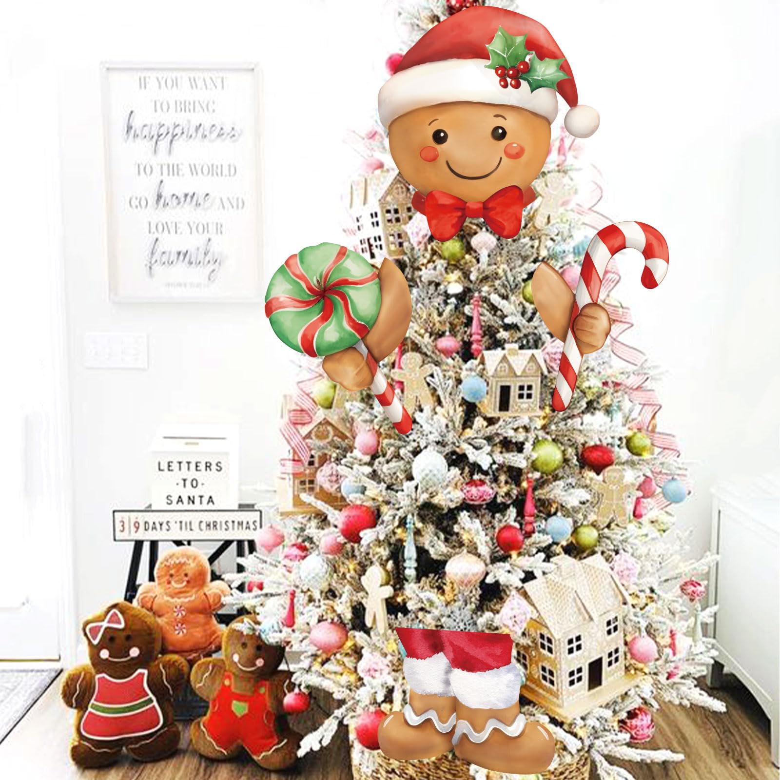 Vloso Gingerbread Christmas Tree Topper - Gingerbread Decor for Christmas Tree