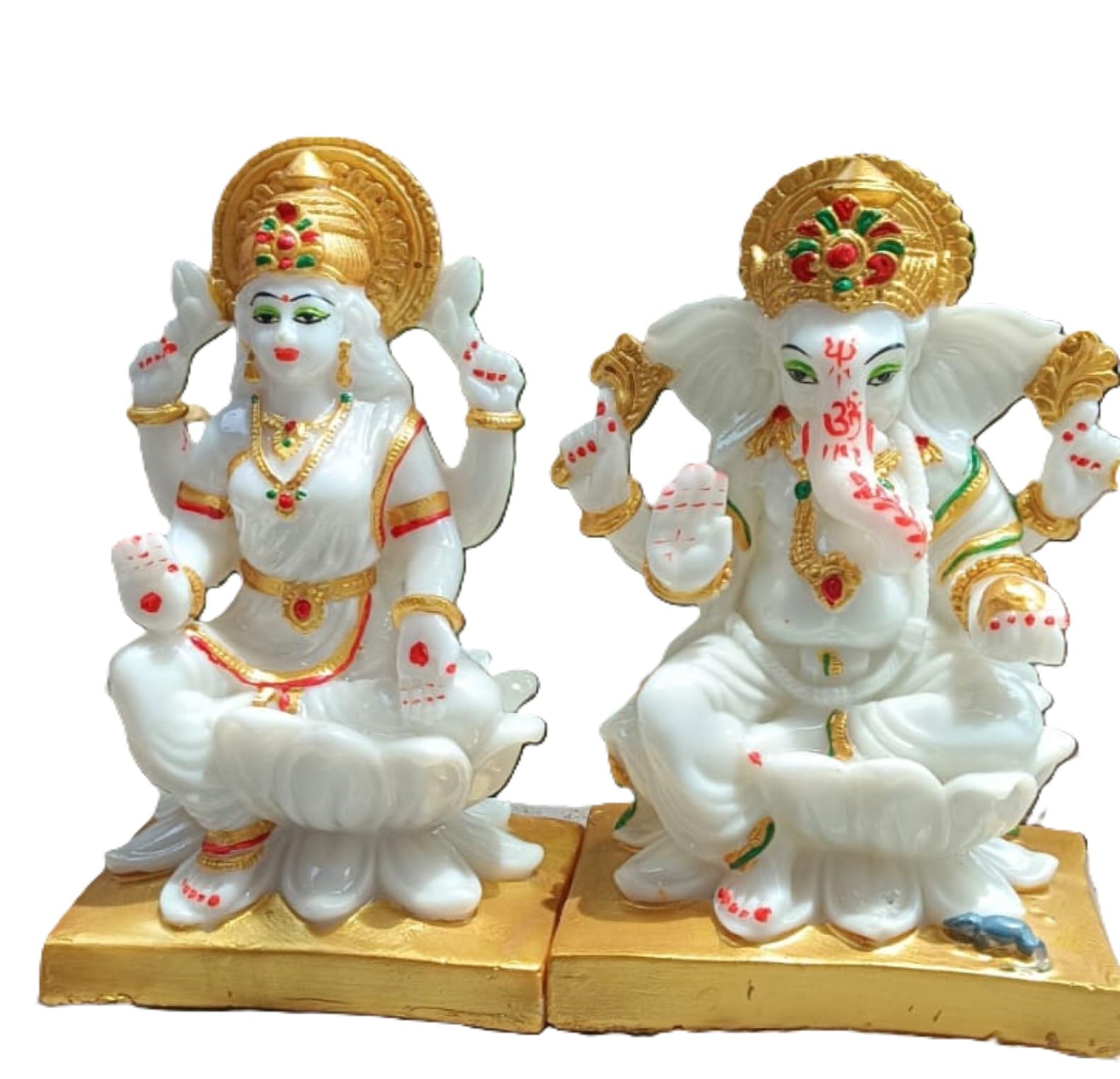 Ani Divine Marble Laxmi Ganesh Statue Laxmi-Ganesh Idols For Home Office Dcor 7 Inch (White) Home Temple Office Diwali Gift Deco