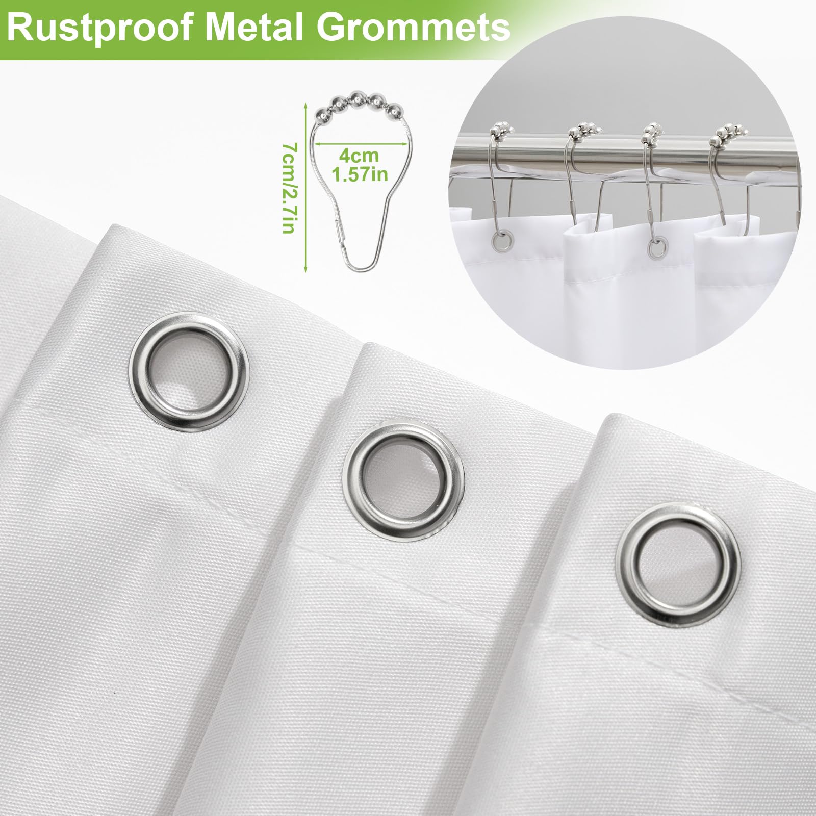 Ortigia Misty Forest Stall Shower Curtain For Small Bathroom, Green Half Size Narrow Nature Woodland Shower Curtain Set With Hoo