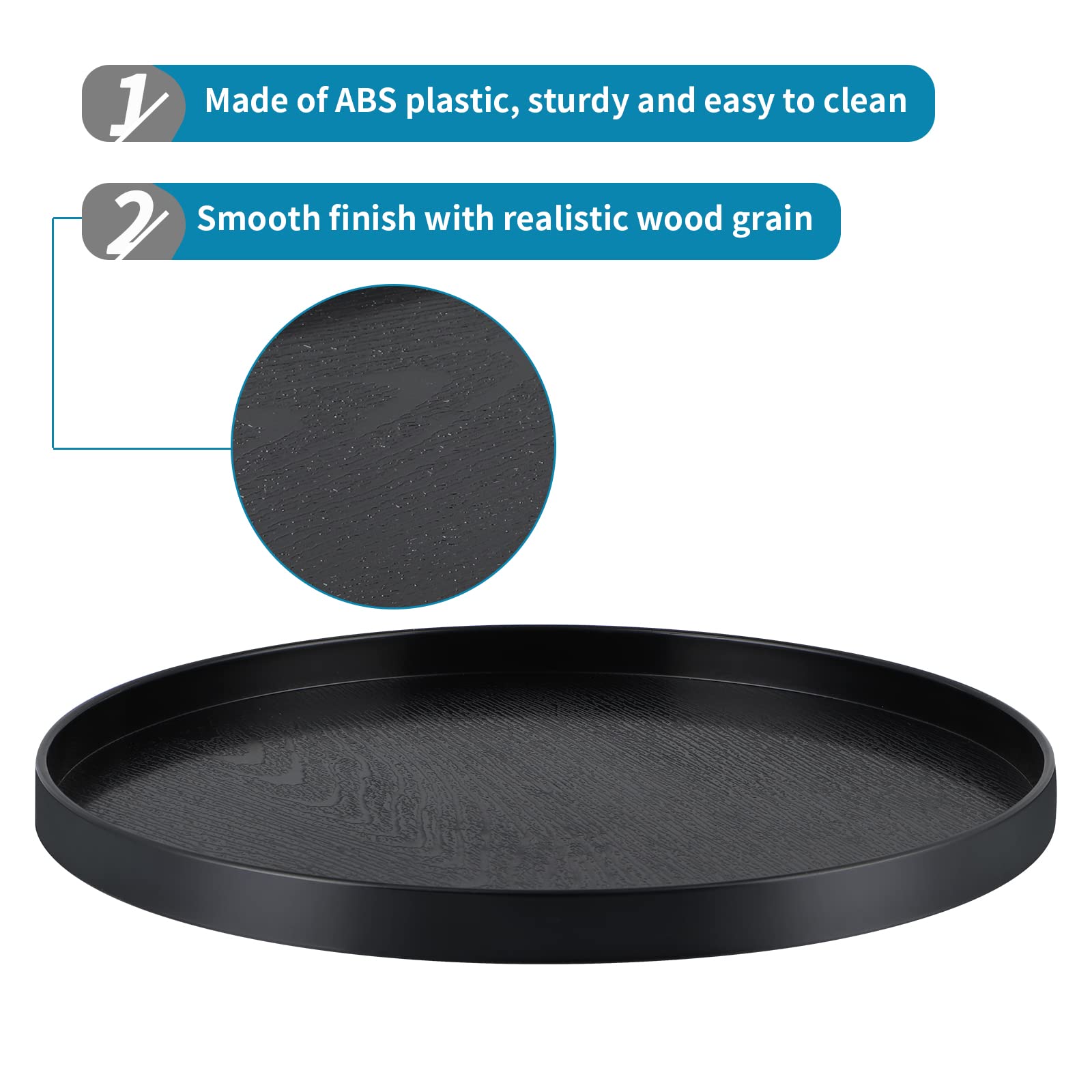 Mdluu Plastic Serving Tray, 13'' Ottoman Tray, Round Butler Tray For Breakfast In Bed, Coffee Table Decor, Party