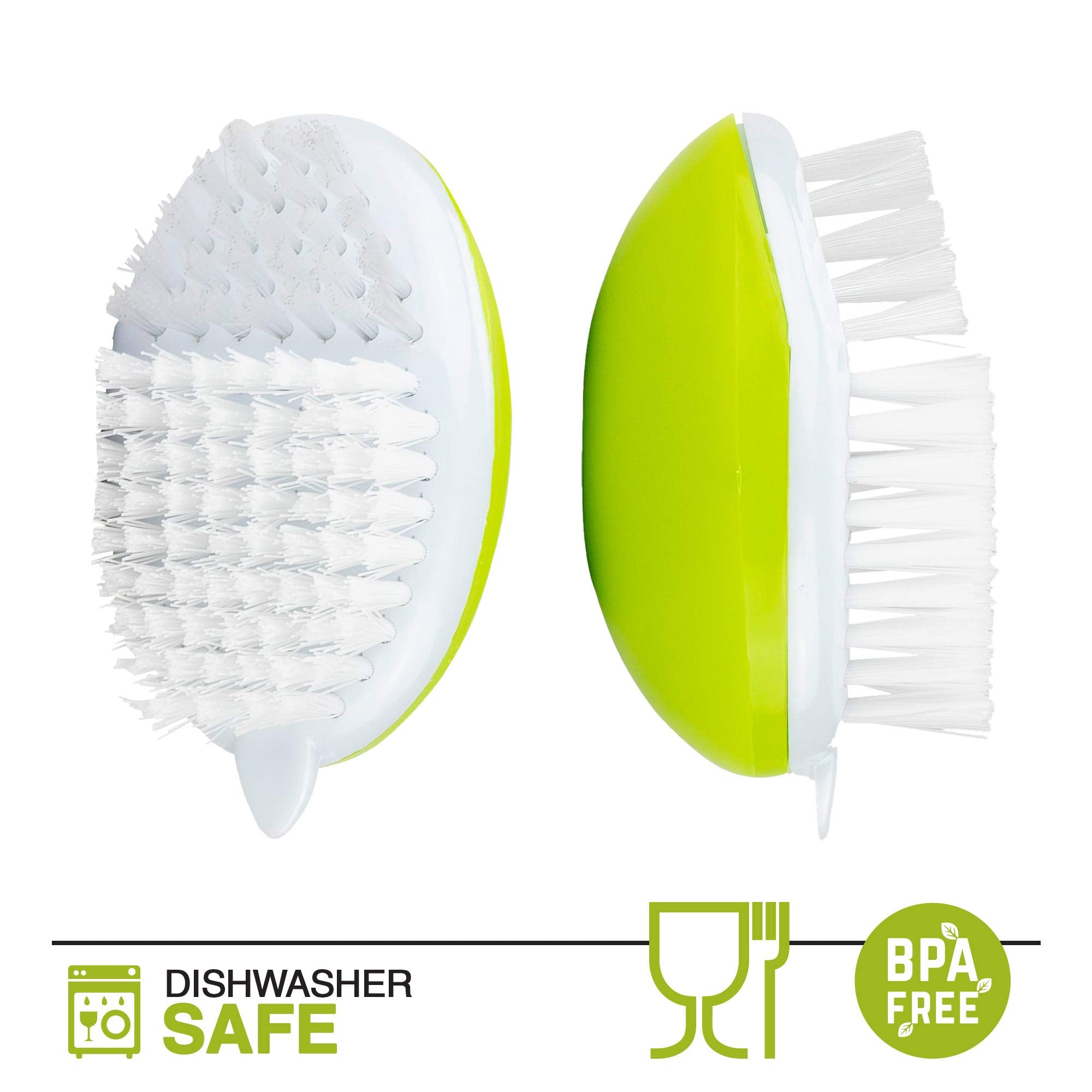 Exultimate Fruit And Vegetable Brush With Stiff And Soft Angled Nylon Bristle Brush - Produce Scrubber Brush - Ergonomic Handle