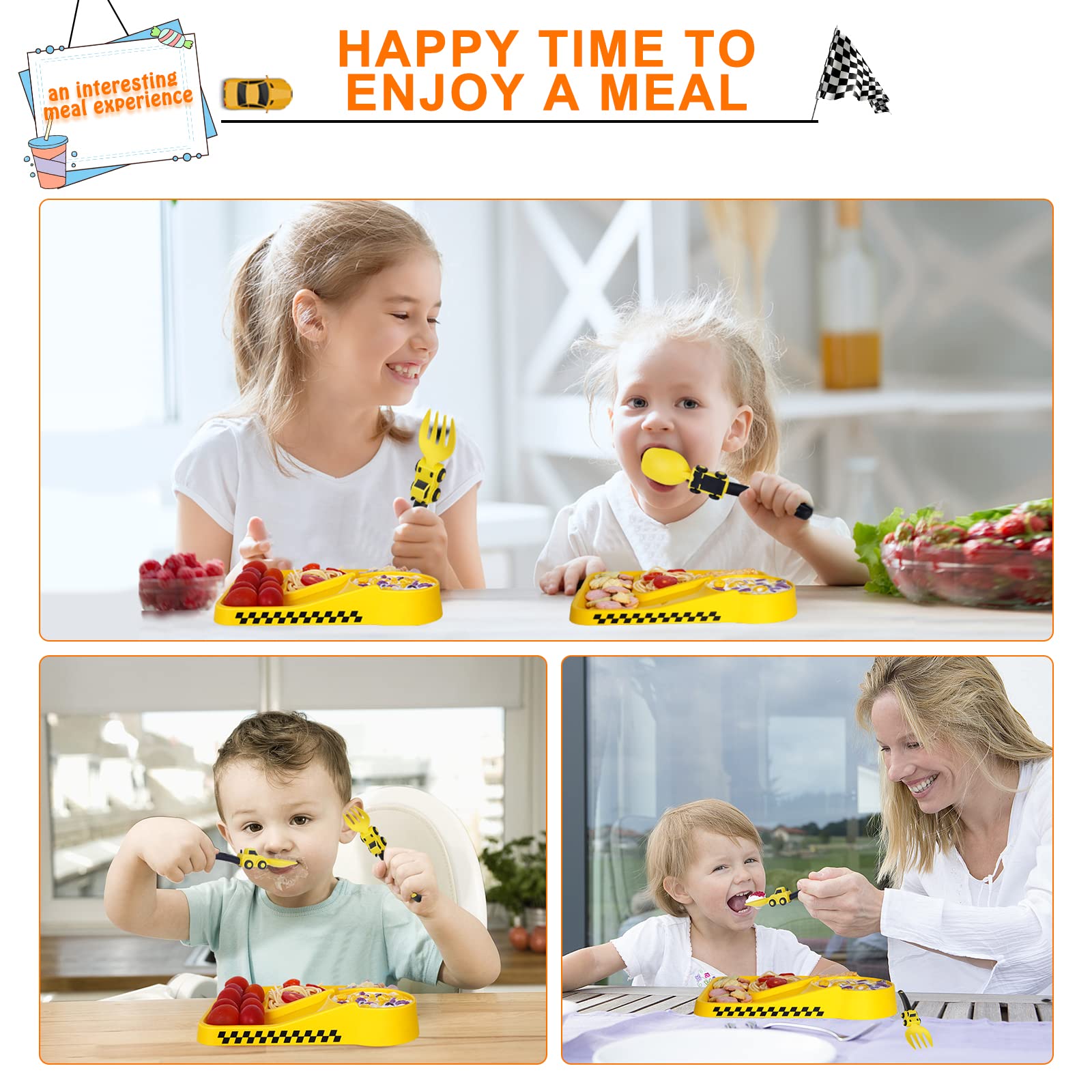 Deinyi Construction Toddler Utensils - Toddler Forks and Spoons Toys - Kids Spoon and Fork Set - Suitable for Kids Utensils - Ba