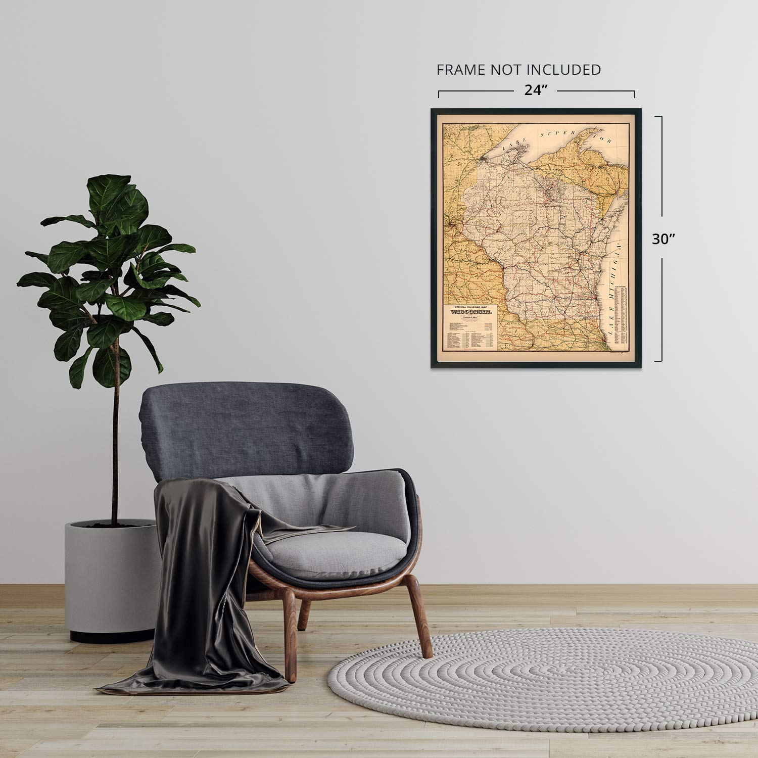 Historix Vintage 1900 Wisconsin Map Poster - 24X30 Inch Vintage Wisconsin Map Wall Art - Old Wisconsin State Map - Historic Wisc