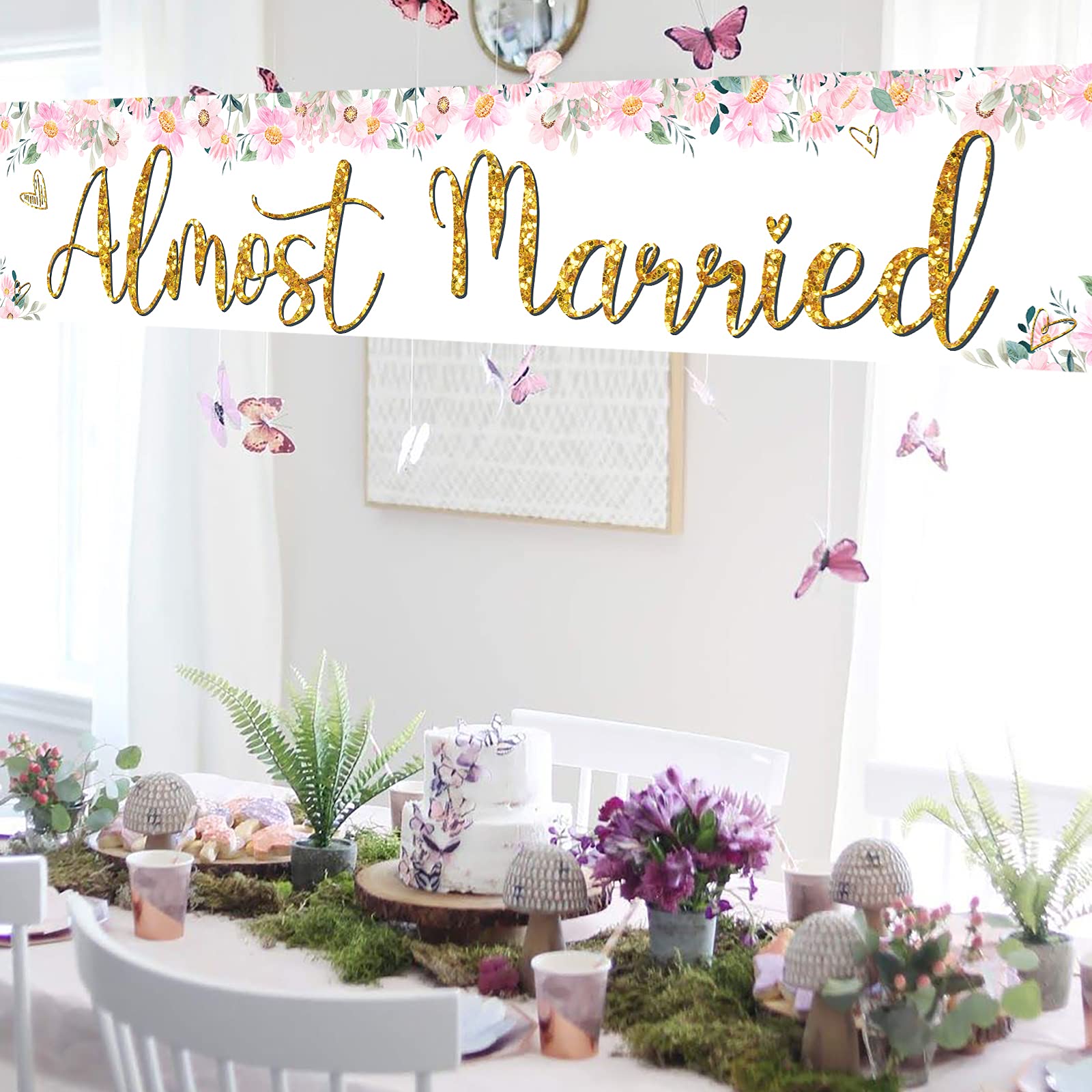 Almost Married Large Banner Sign,Wedding Rehearsal Dinner Decorations Supplies,Engagement Sign Celebrations Party Decor Supplies