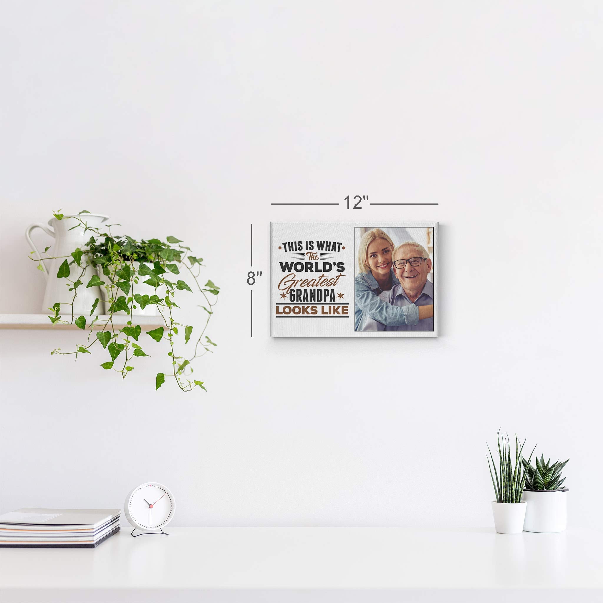 Smile Art Design Custom Photo Print Canvas Print With Your Photo Personalized Photo The World'S Greatest Grandpa Gray Color Pers