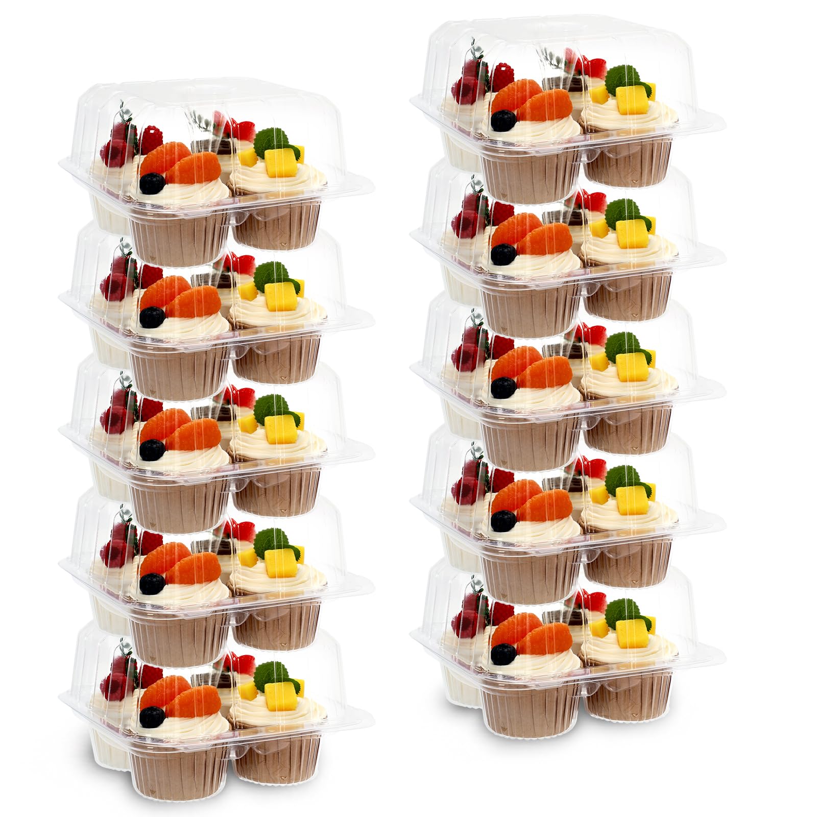 JarThenaAMCS 80 Pack Plastic Cupcake Containers 4Compartment Clear Boxes Disposable Cupcake Tray Holders 4 Cavity Cupcakes Carr