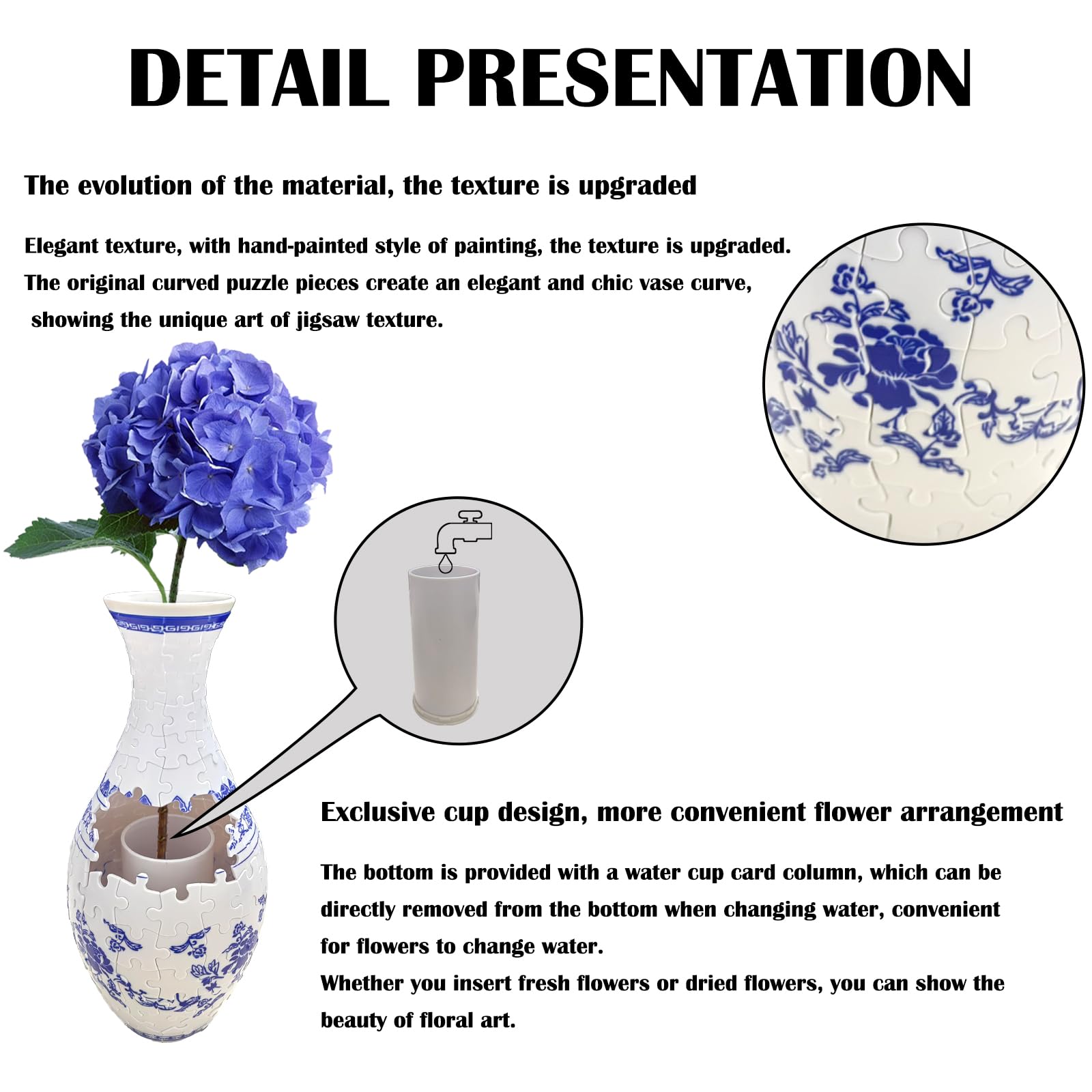 HHSME 3D Puzzle Vase Unique Flower Vase for Adults Made by 160 Curved Plastic Puzzle Pieces, Piece Relax Puzzles for Adults, DIY