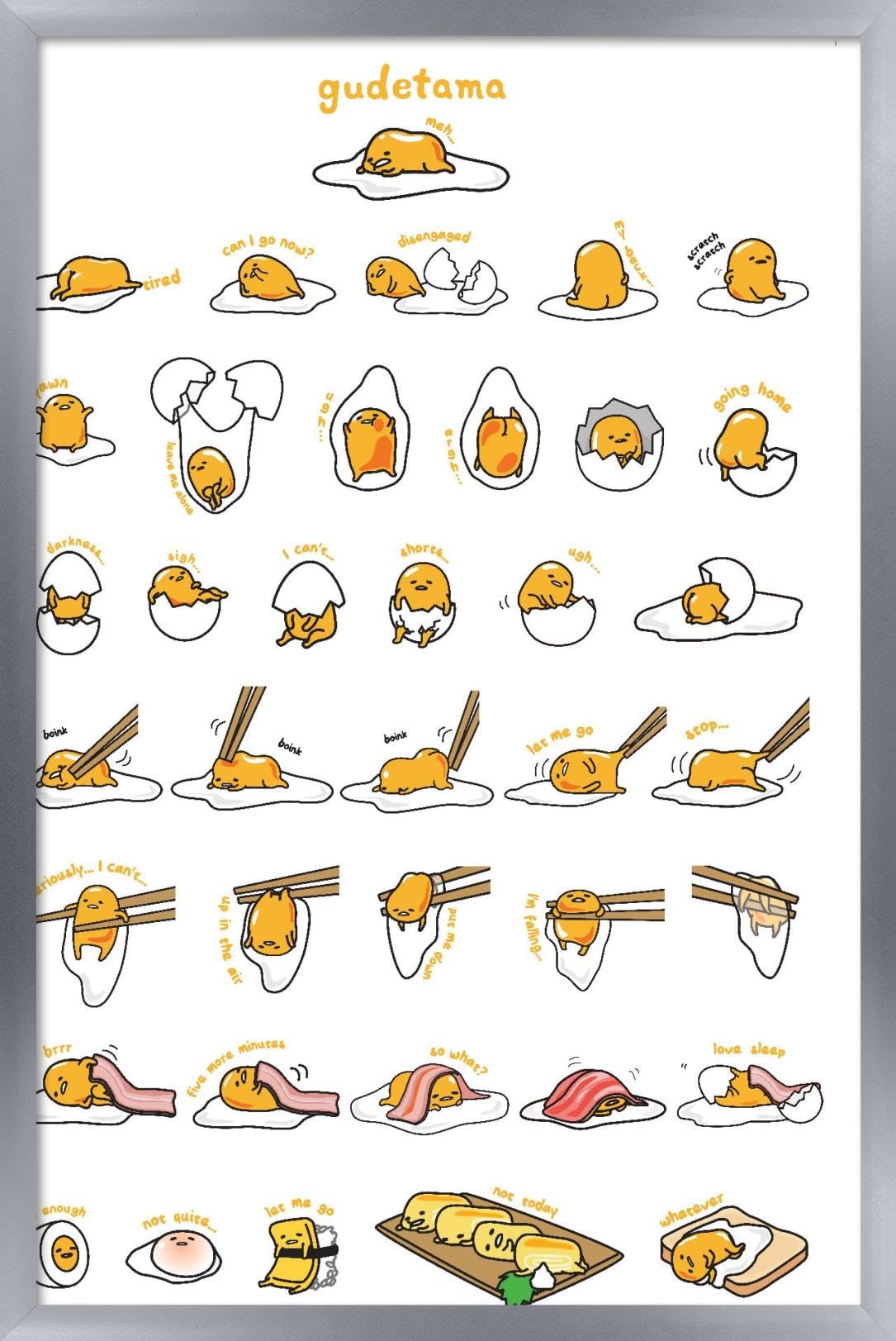 Trends International Gudetama - Grid Wall Poster, 14.725'' X 22.375'', Silver Framed Version
