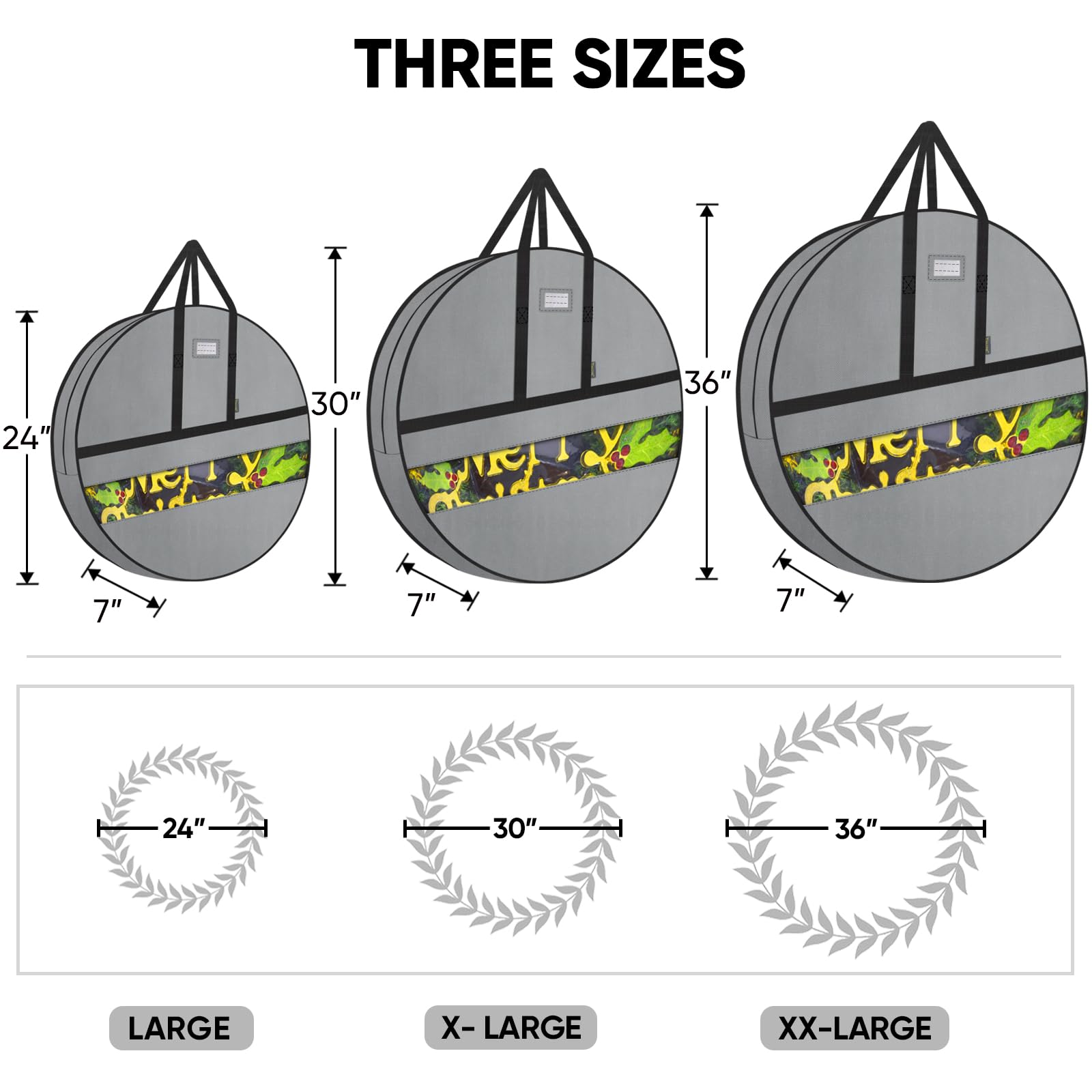 Baleine Premium Wreath Storage Container, Oxford Christmas Wreath Storage Bags With Durable Tarp Material And Reinforced Handle