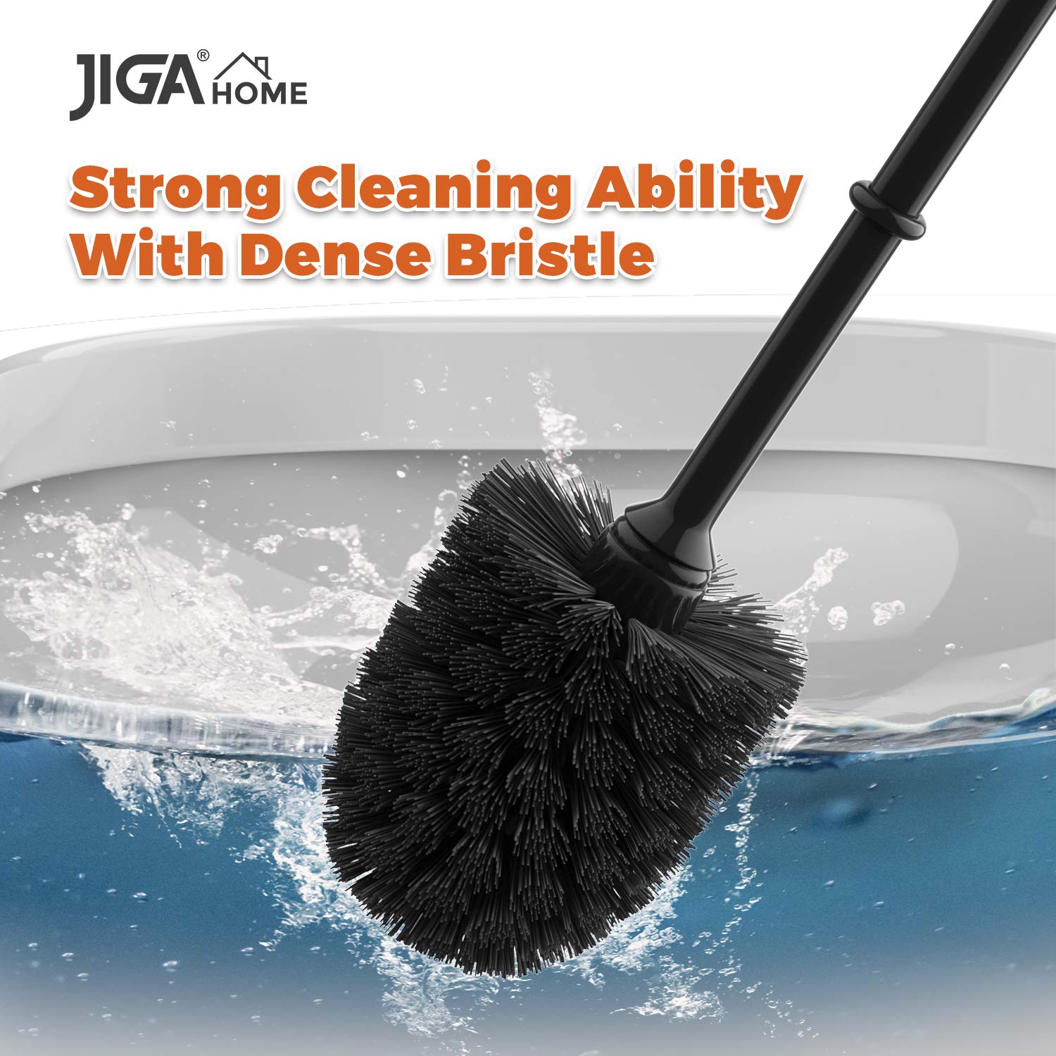Jiga 3 Pack Toilet Brush And Holder Set, Toilet Bowl Brush With Caddy Bathroom Stiff Bristles Toilet Scrub Brush, Black