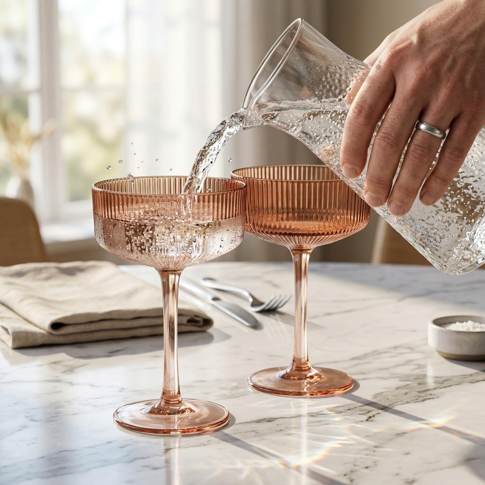 Madrid Acrylic Champagne Coupe Cocktail Glassware, Set of 2