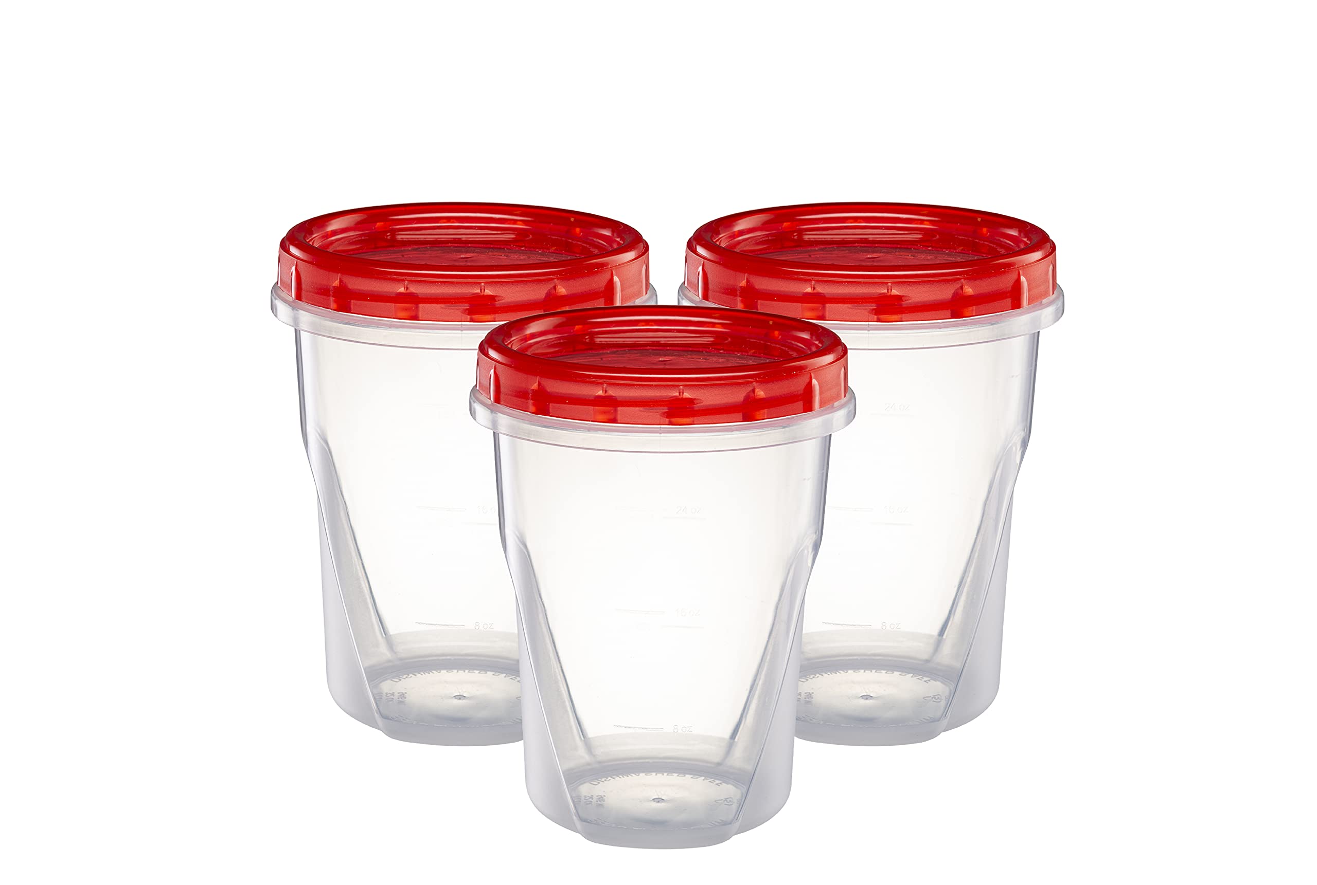 Elegant Disposables (32 Ounce 10 Pack) Twist Cap Containers Clear Bottom With Red Top Screw On Lids Twist Top Food Storage Freez