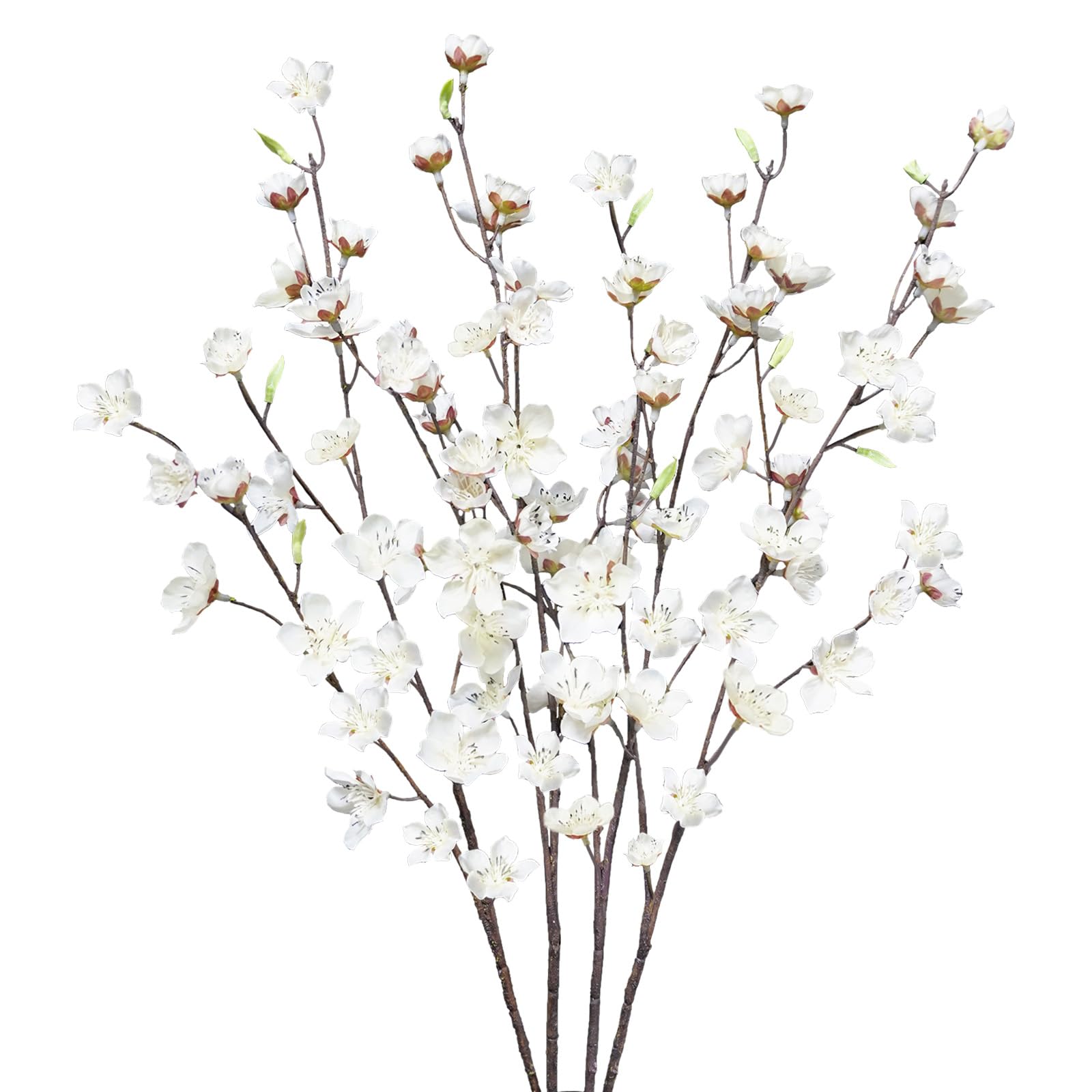 Tepaler 4pcs Artificial Cherry Blossom Flowers 28 Tall Silk Cherry Blossom Branches Faux White Peach Stems for Wedding Home Gard