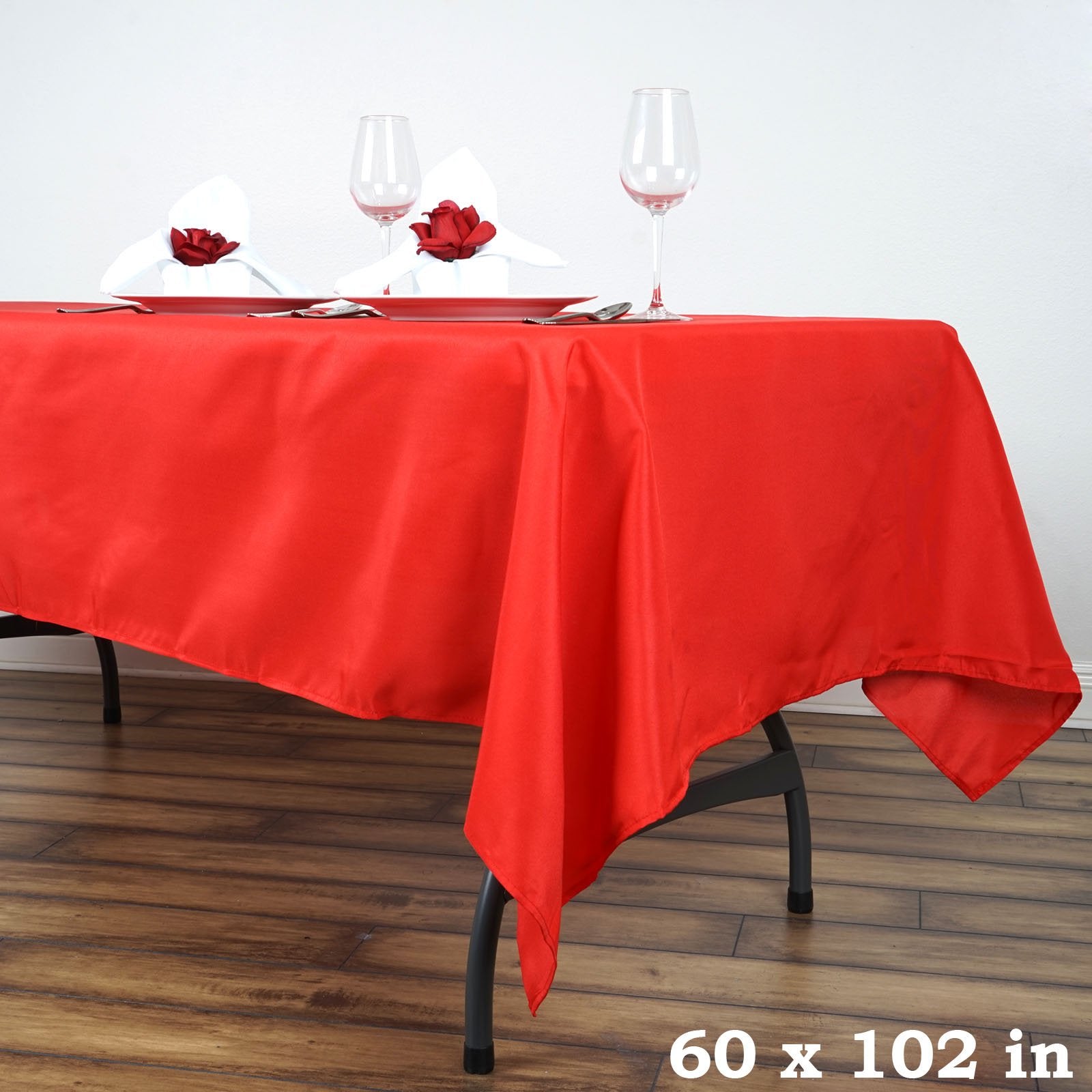 Balsacircle 60X102-Inch Red Rectangle Polyester Tablecloth Table Cover Linens For Wedding Party Events Kitchen Dining