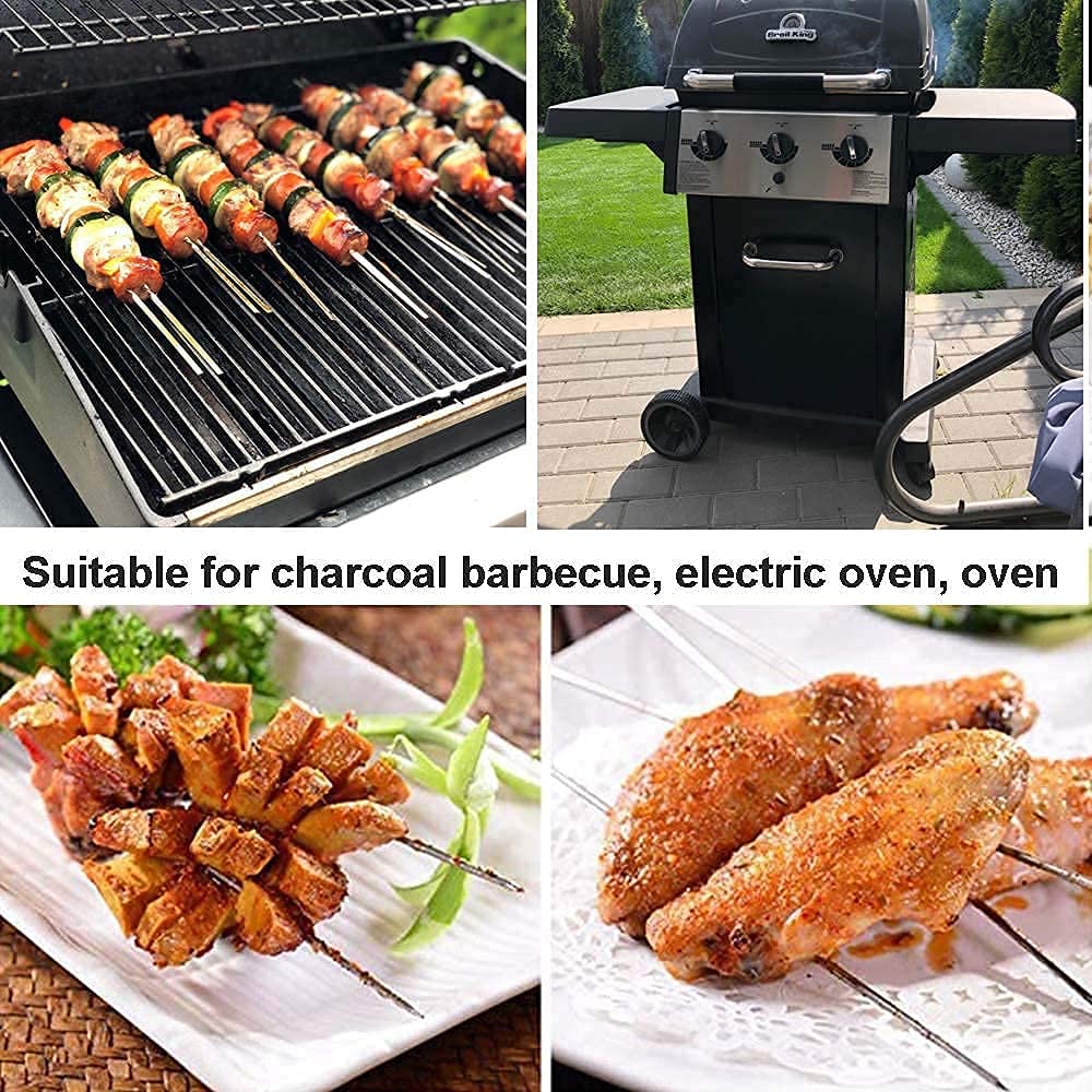 15   Kabob Skewers Metal Stainless Steel,Grill Sticks For Machine, Heavy Duty Shish Kebob Sticks,Reusable Bbq Skewers For Meat S