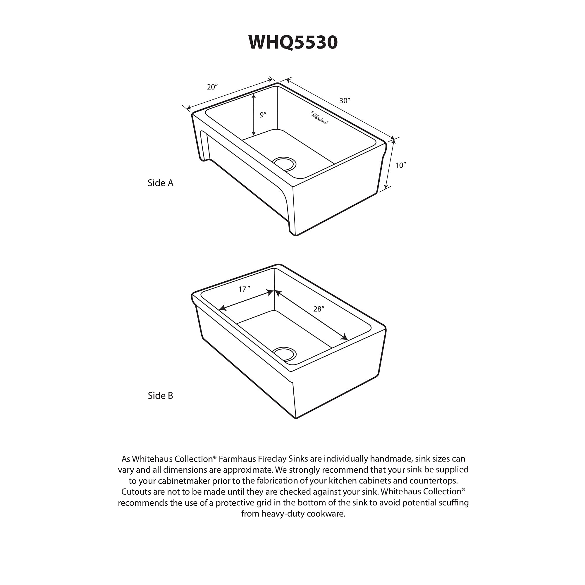 Whitehaus Collection Whq5530-Blue Glencove Kitchen, Fireclay, Front Apron Sink, Large, Blue
