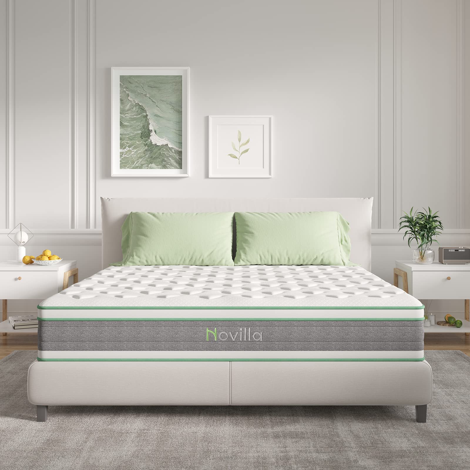 Novilla King Size Mattress, 10 Inch Hybrid Mattress in a Box, Individually Wrapped Pocket Coils Innerspring Mattresses for Motio