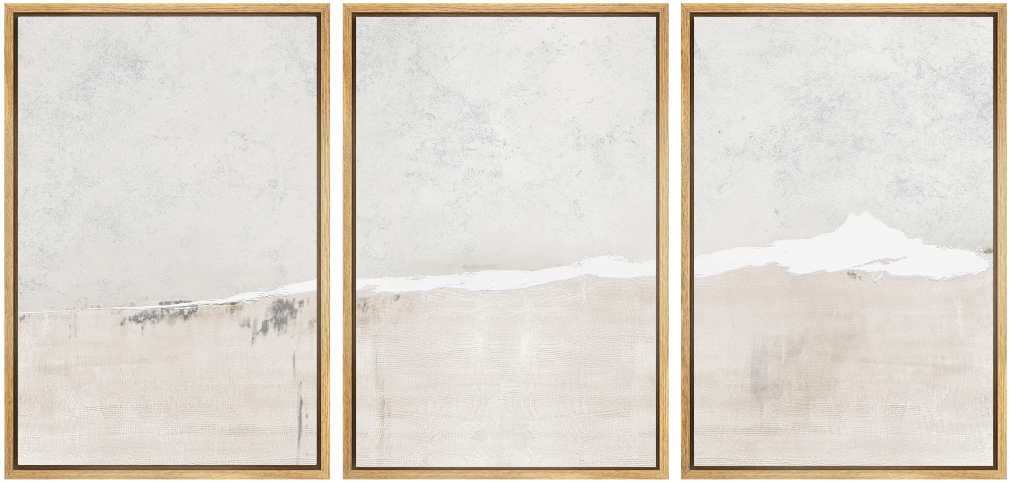 Signwin Framed Canvas Print Wall Art Set Industrial Grunge White Gray Landscape Shapes Abstract Illustrations Modern Art Decorat