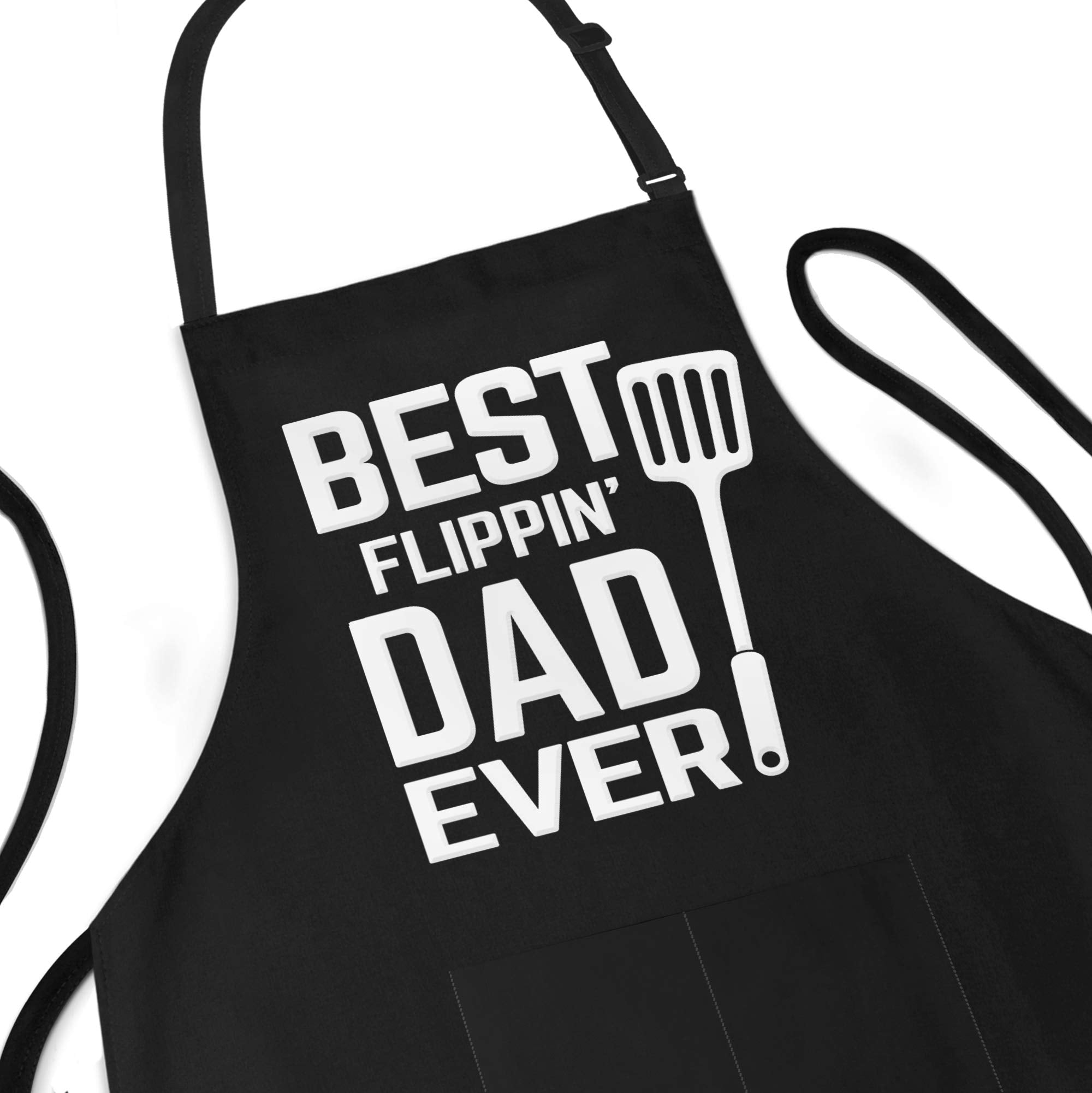 Apron Daddy - Best Flipping Dad Ever Adjustable Large 1 Size Fits All - Poly/Cotton Apron With 2 Pockets - Father'S Day Gift For