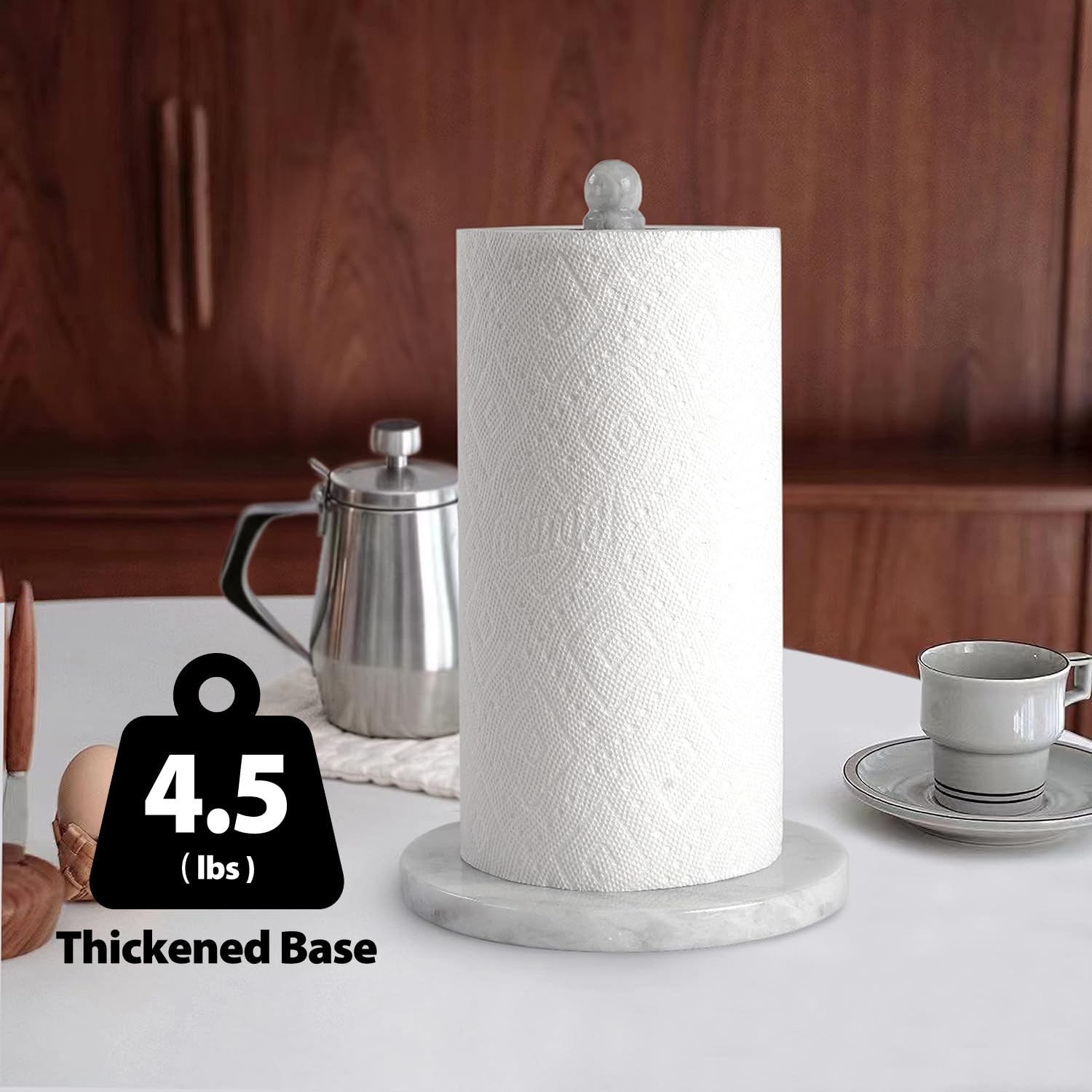 Koville African Natural Marble Paper Towel Holder Countertop, Genuine Stone Paper Towel Holder Stand For Kitchen Storage, For St