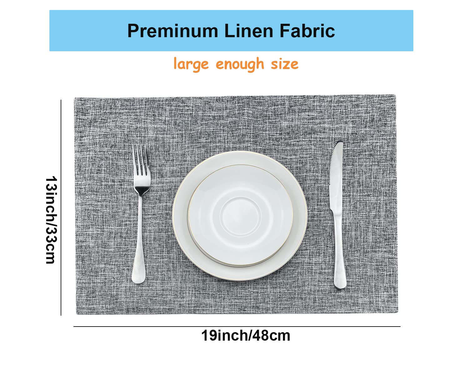 Weabetfu Cloth Placemats Set Of 4 Heat Resistant Dining Table Placemmats Cotton Linen Machine Washable Kitchen Table Mats Wrinkl