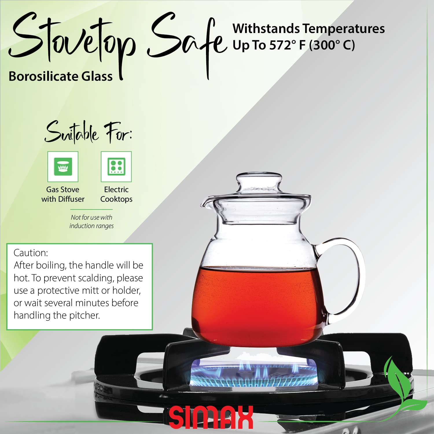 Simax Glassware 20 Oz. Glass Teapot | Short Spout, Microwave And Stovetop Safe, Heat, Cold, And Thermal Shock Resistant Borosili