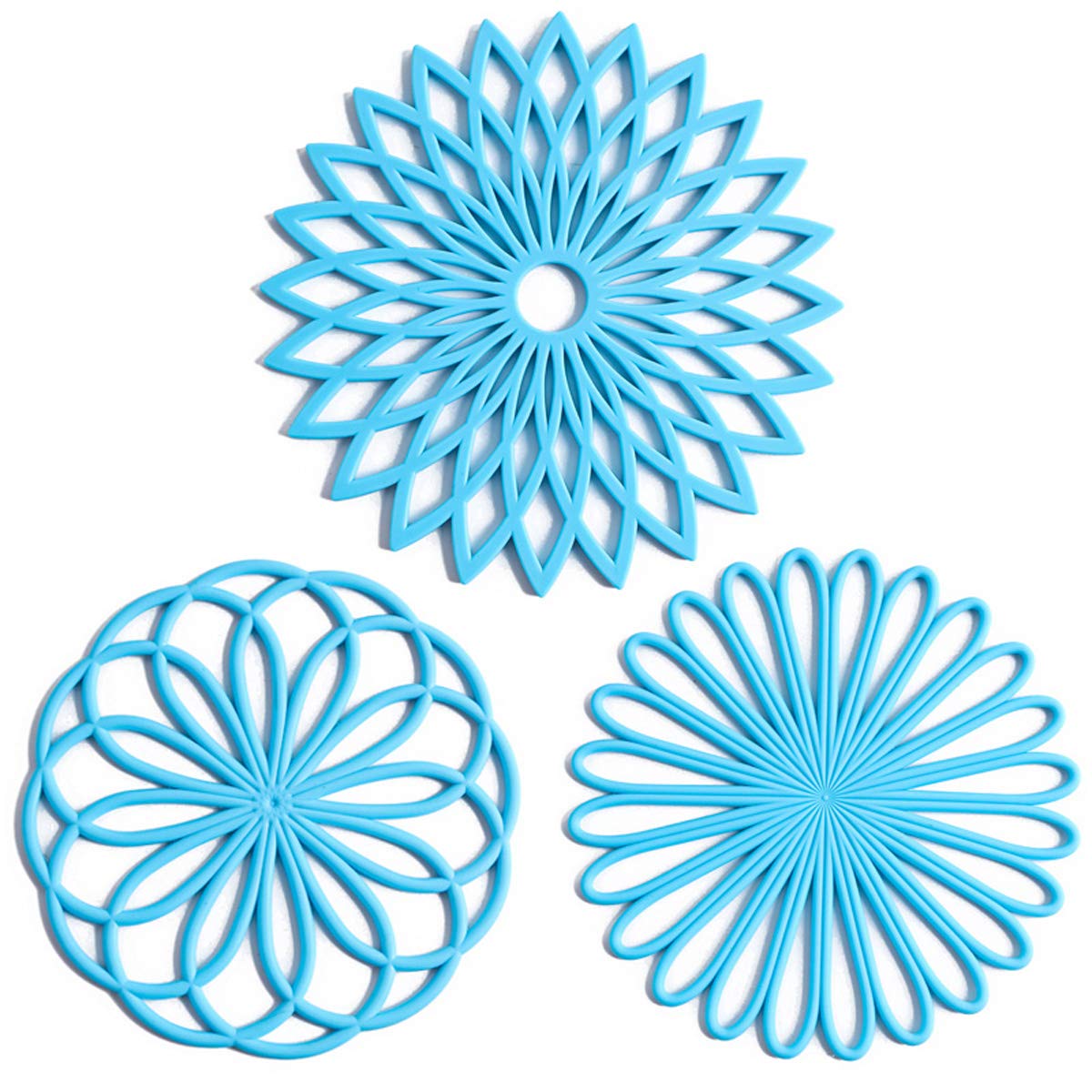 Set Of 3 Silicone Trivet Mat - Hot Pot Holder Hot Pads For Table & Countertop - Trivet For Hot Dishes - Non-Slip & Heat Resistan