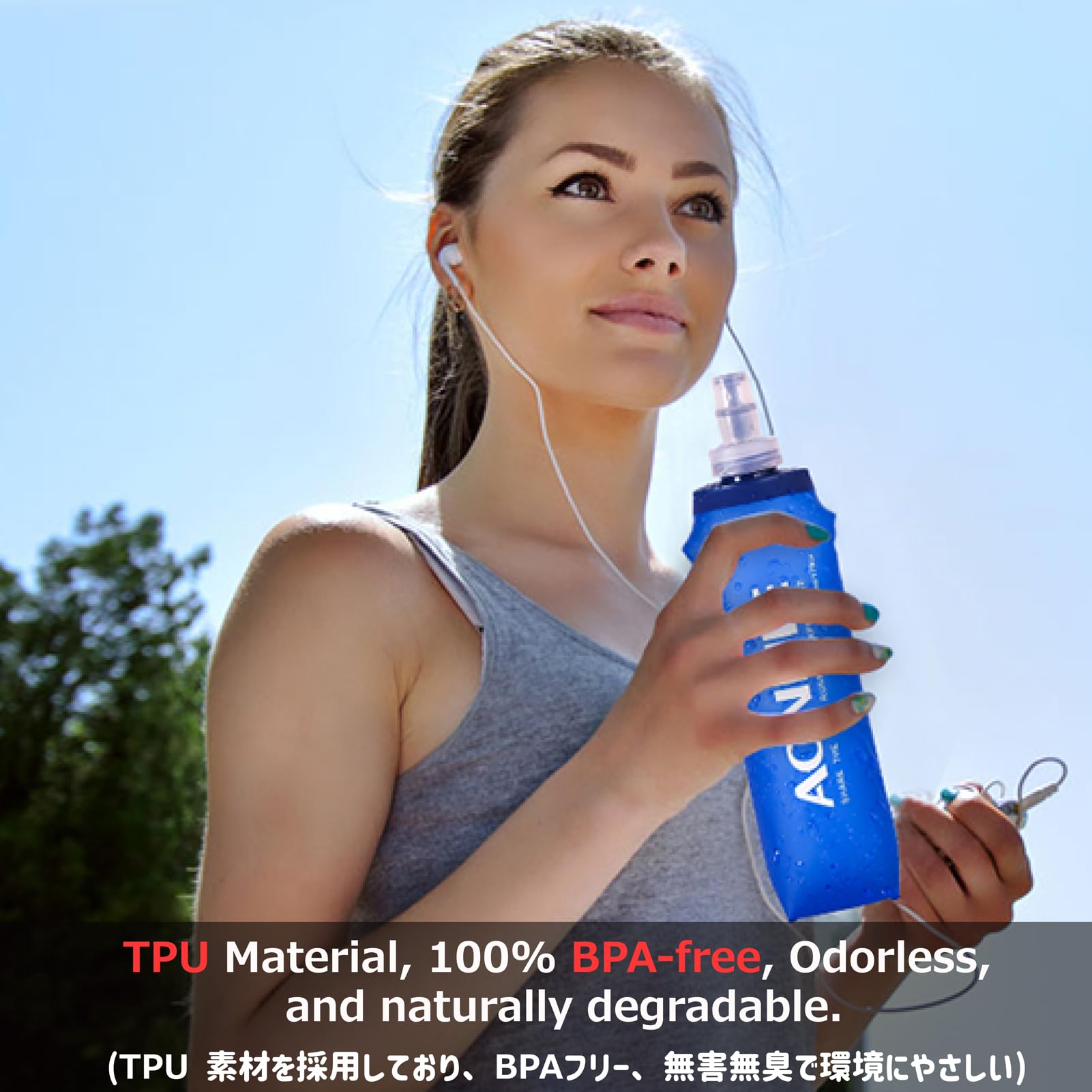 Azarxis Tpu Soft Flask Collapsible Water Bottles Bpa-Free 250Ml 500Ml For Hydration Vest Pack Running Hiking Cycling Climbing (2