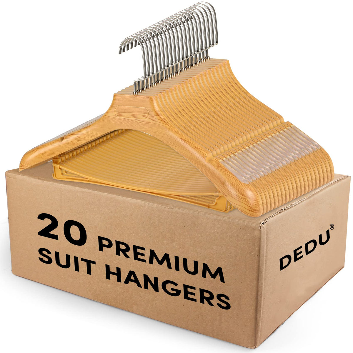 Dedu Plastic Extra Wide Shoulder Suit Hangers For Men 20 Pack Width 17.5 '', Sweater Hangers No Shoulder Bump Non Slip For Thick