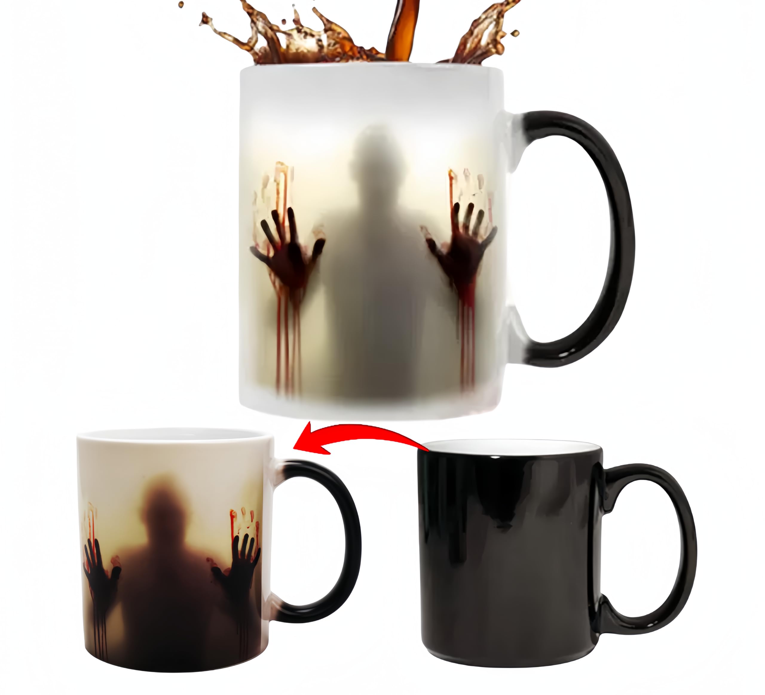 HS&ROXIN ColorChanging Halloween Ceramic Coffee Cup Thermal Horror Mug Spooky Cup Zombie MugNovelty Gifts for Halloween Christ
