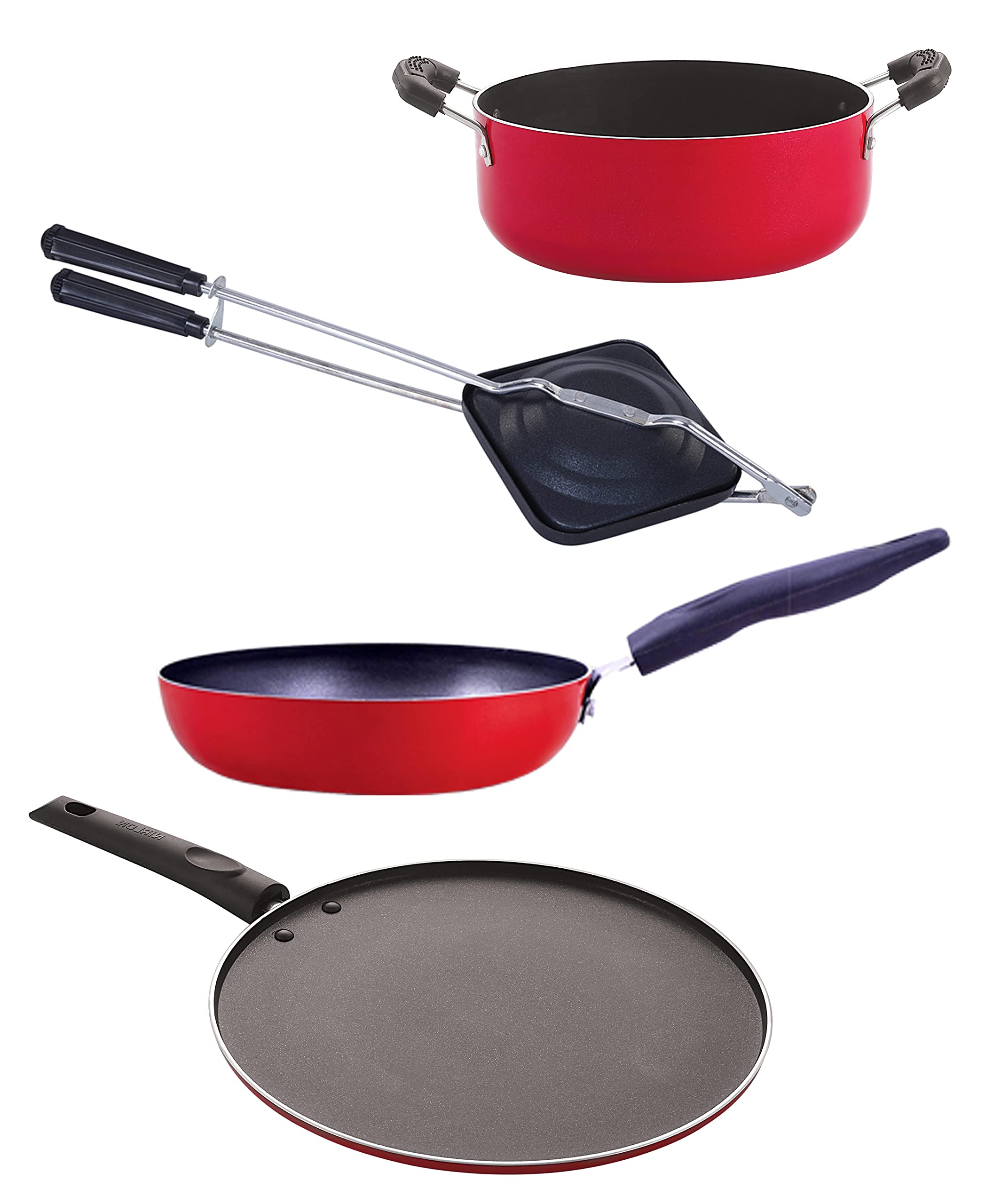 Nirlon Aluminium Non Stick Cookware Pots And Pans Set, 4 Pieces(Cvg_St11_Ht_Cs24)