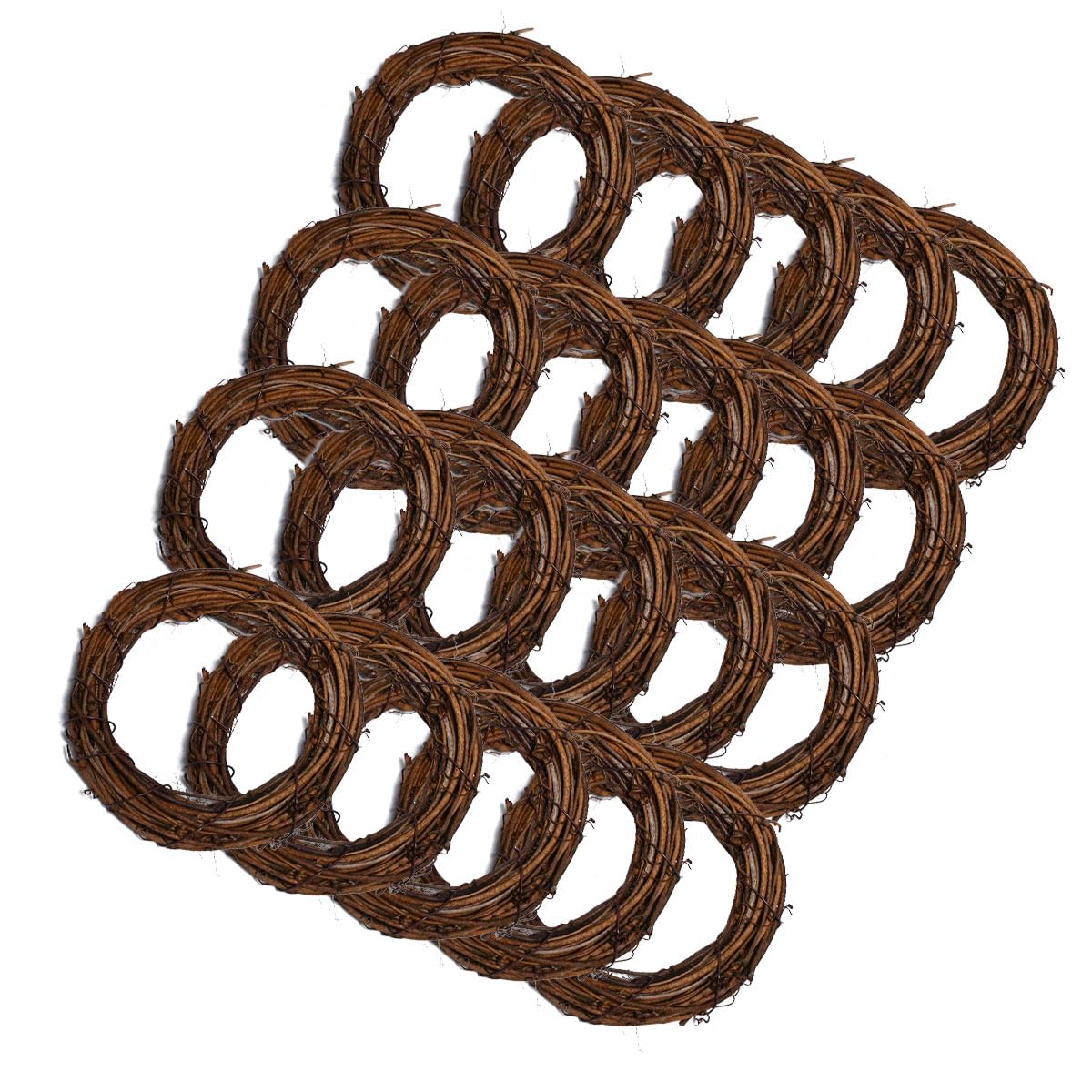 Worown 20 Pcs 3 Natural Grapevine Wreaths Set, Vine Branch Christmas Wreath, Rattan Wreath for DIY Christmas Craft, Front Door W