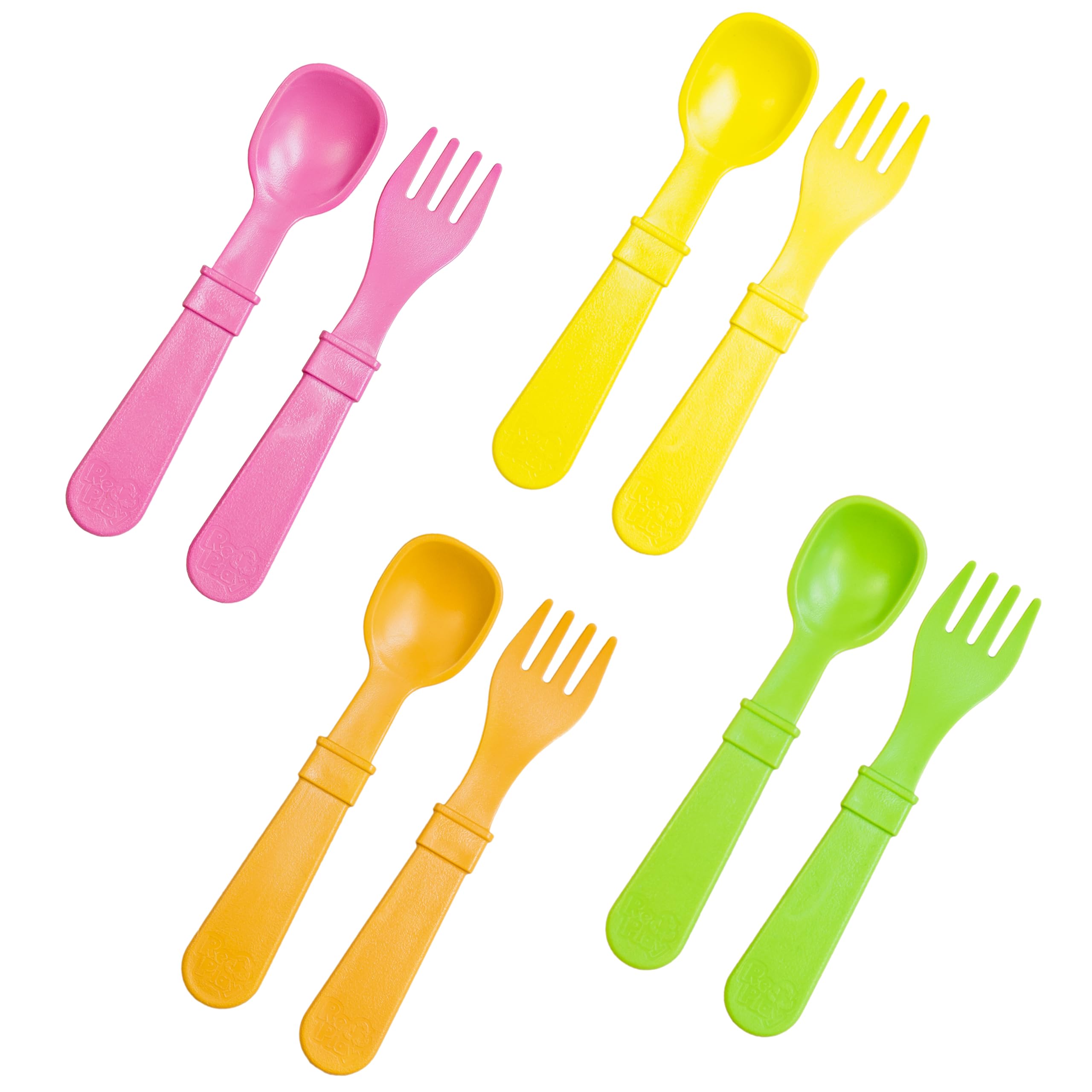 Re-Play Toddler Forks and Spoons Set - 4x4 Utensils Set for Kids - Dishwasher and Microwave Safe - Made in USA - Set of 8-5.8 x 