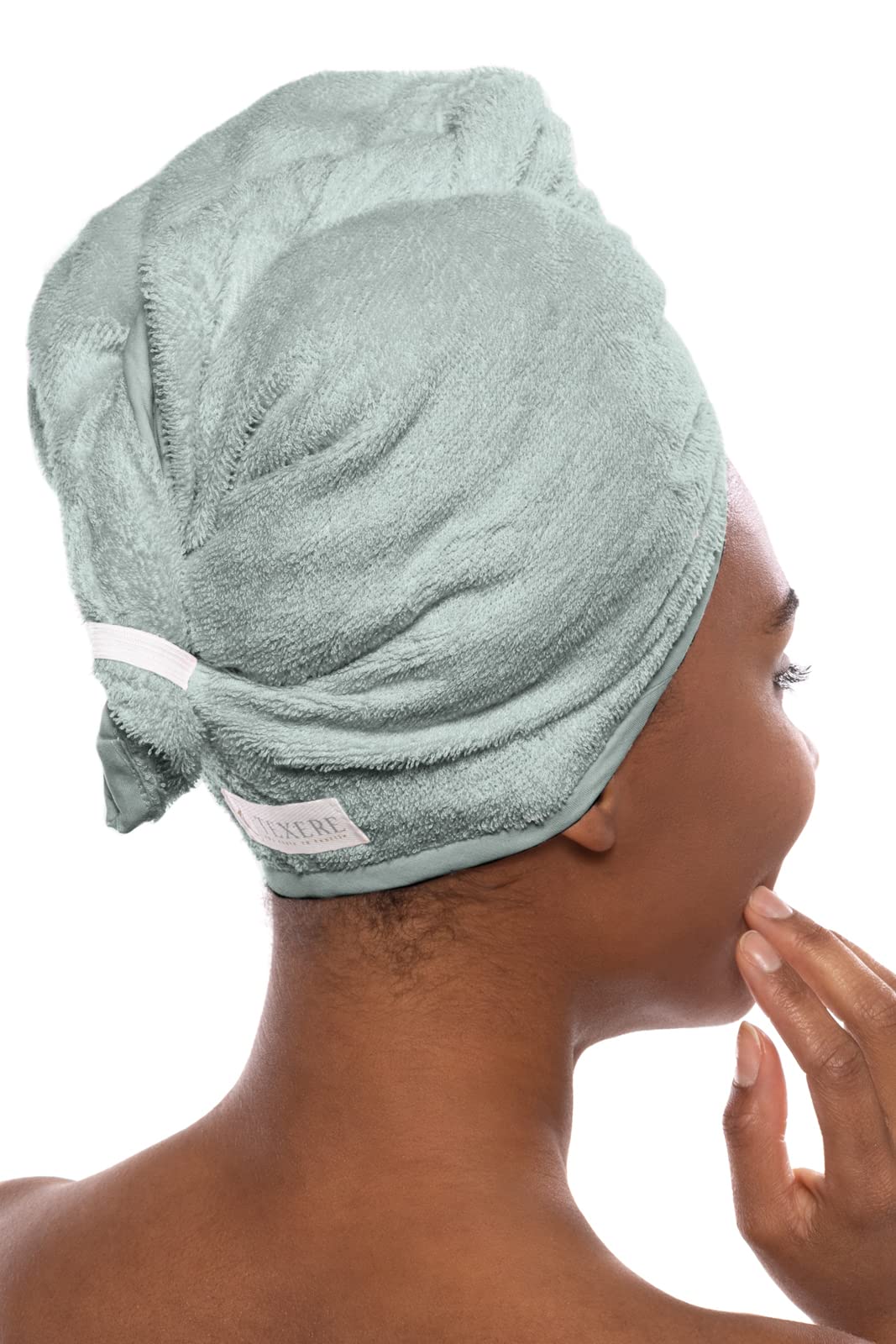 Texere Women's Rayon and Cotton Terry Spa Hair Towel - Fast Drying, Absorbent Hair Wrap Twist Turban for Long, Thick, and Curly