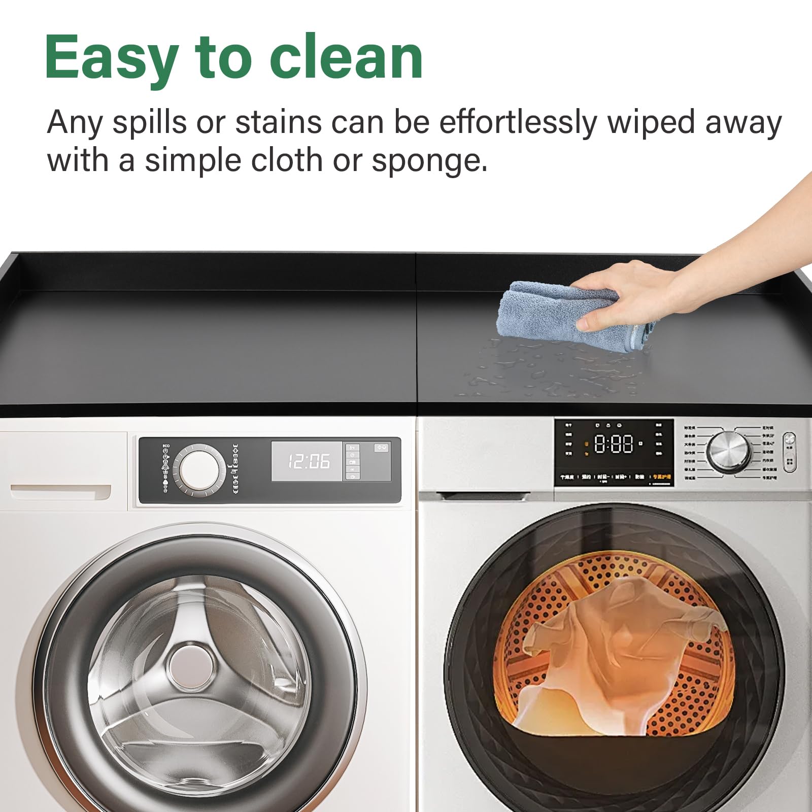 Clicliet Washer Dryer Countertop, Laundry Countertop With Edge Rails, 27.5'' Depth X 54'' Washer And Dryer Covers For The Top, F