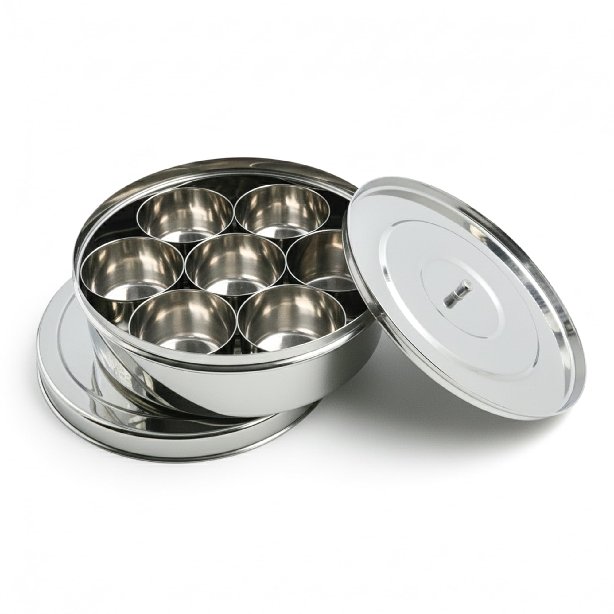 Moongil Handcrafted Stainless Steel Spice Box Set For Kitchen With Spoon|Masala Box For Kitchen|Masala Dani|Masala Dabba &Spice 