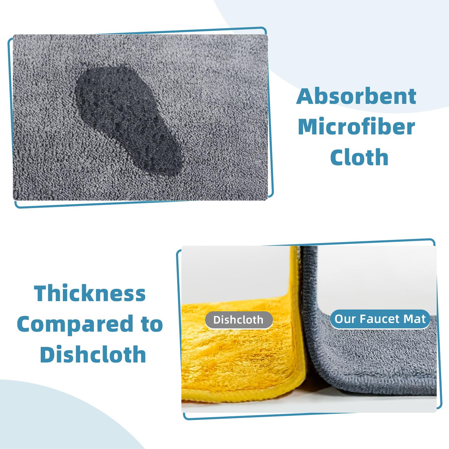 Poyang 4 Pack Kitchen Sink Splash Guard: Long Sink Faucet Mat Splash Guard, Super Absorbent Microfiber Sink Protector Mat, Kitch