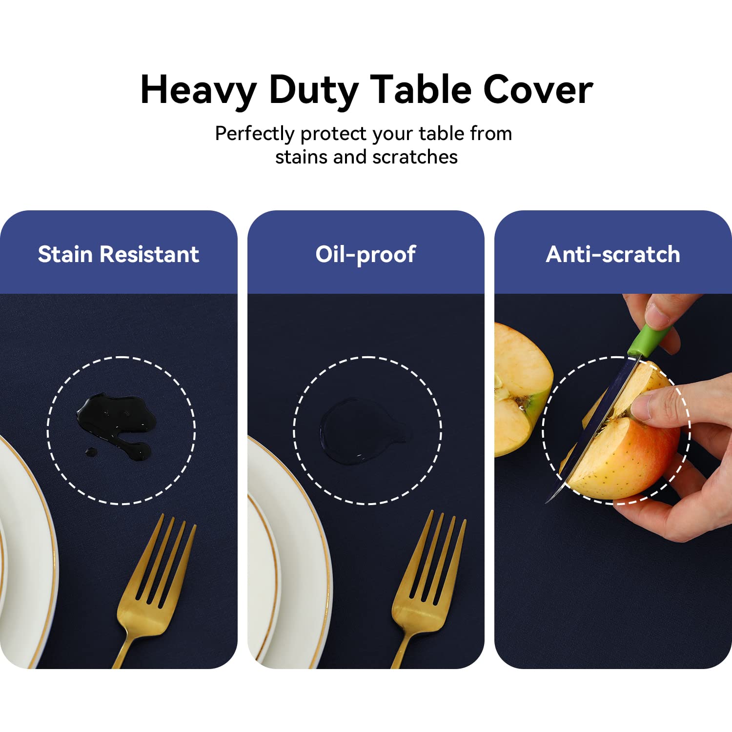 Romanstile 100% Waterproof Pvc Tablecloth, Rectangle Oil Spill Proof Stain Resistant Vinyl Table Cloth, Wipe Clean Plastic Table